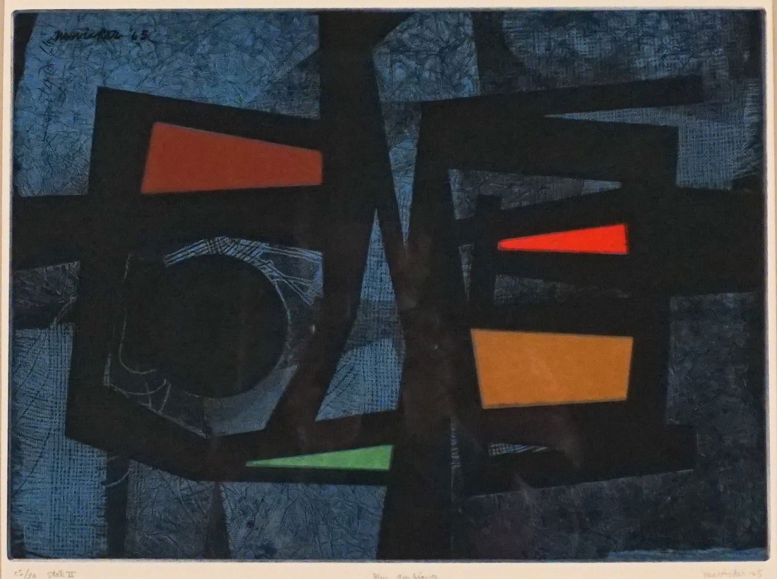 Jesse Jay McVicker (American 1911-2004), Blue Ambiance (State II), Aquatint in color with (1 of 2)