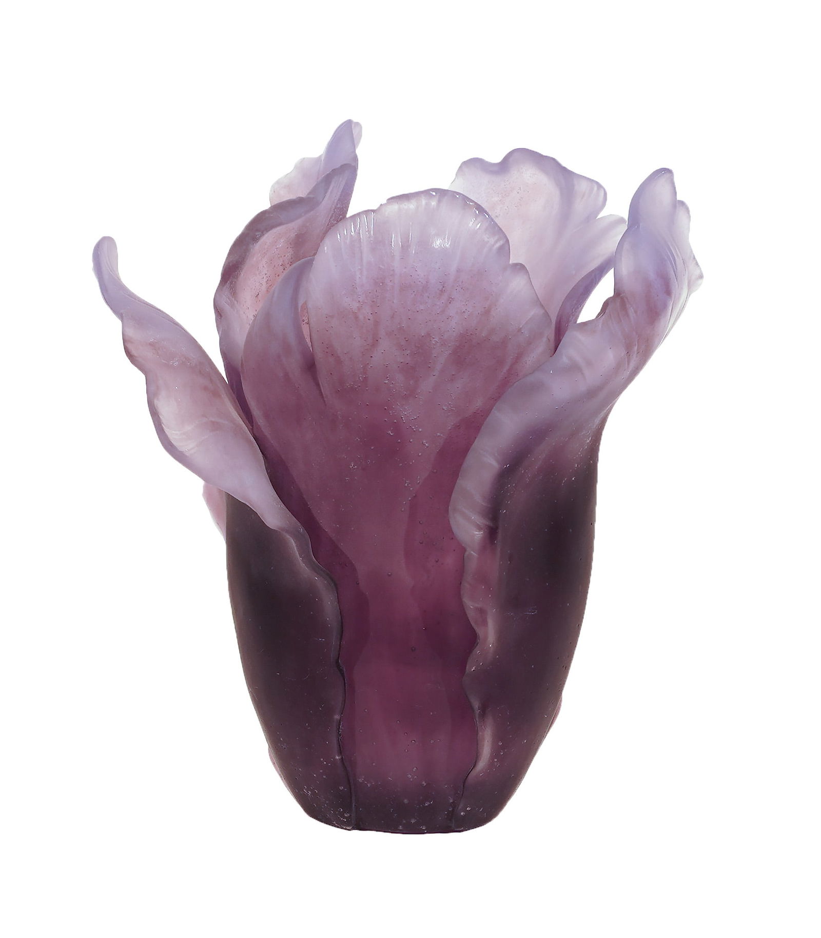 Daum Pate-de-Verre Tulip Vase, Second Half 20th Century, Height: 13-1/2 in (34.3 cm): Daum Pate-de-Verre Tulip VaseSecond Half 20th CenturyInscribed on base Daum France 237. Accompanied by the original fitted box.Property from a Prominent Potomac CollectionHeight: 13-1/2 in (34.3 cm)