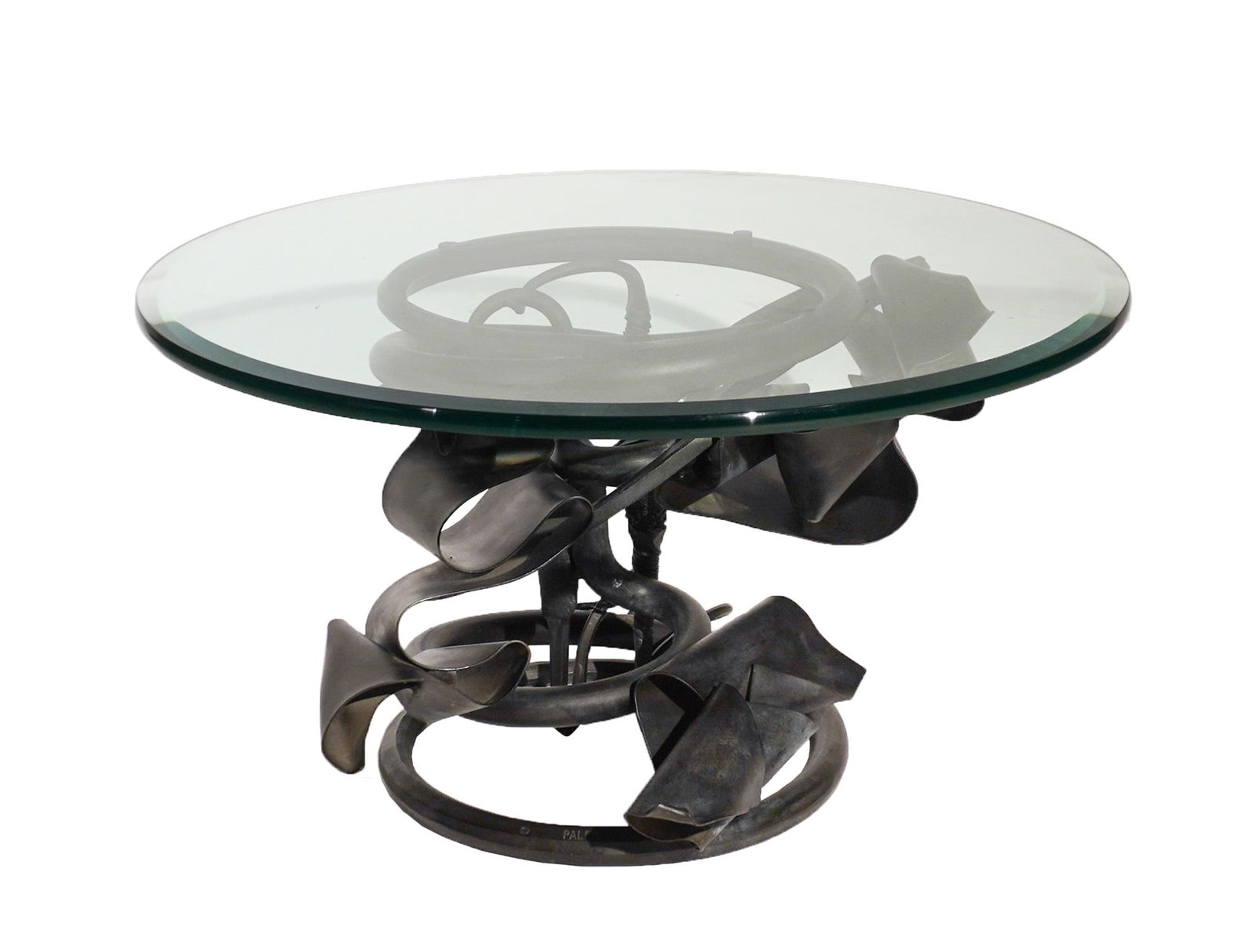 Albert Paley Forged Steel and Glass Top Coffee Table, Circa 1991, Height: 16-1/4 in (41.3 cm); (1 of 4)