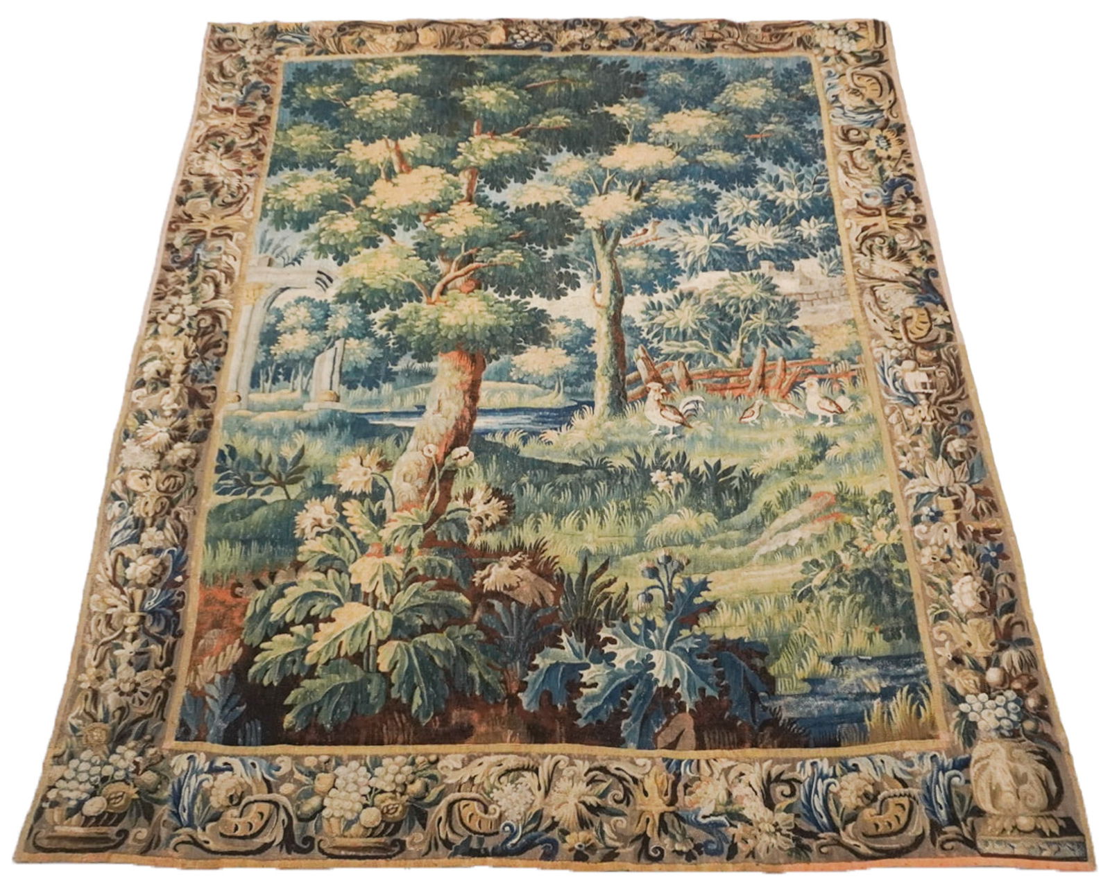 Aubusson Verdure Tapestry, 18th-19th Century, 101 x 80 in (256.5 x 203.2 cm): Aubusson Verdure Tapestry18th-19th Century101 x 80 in (256.5 x 203.2 cm)