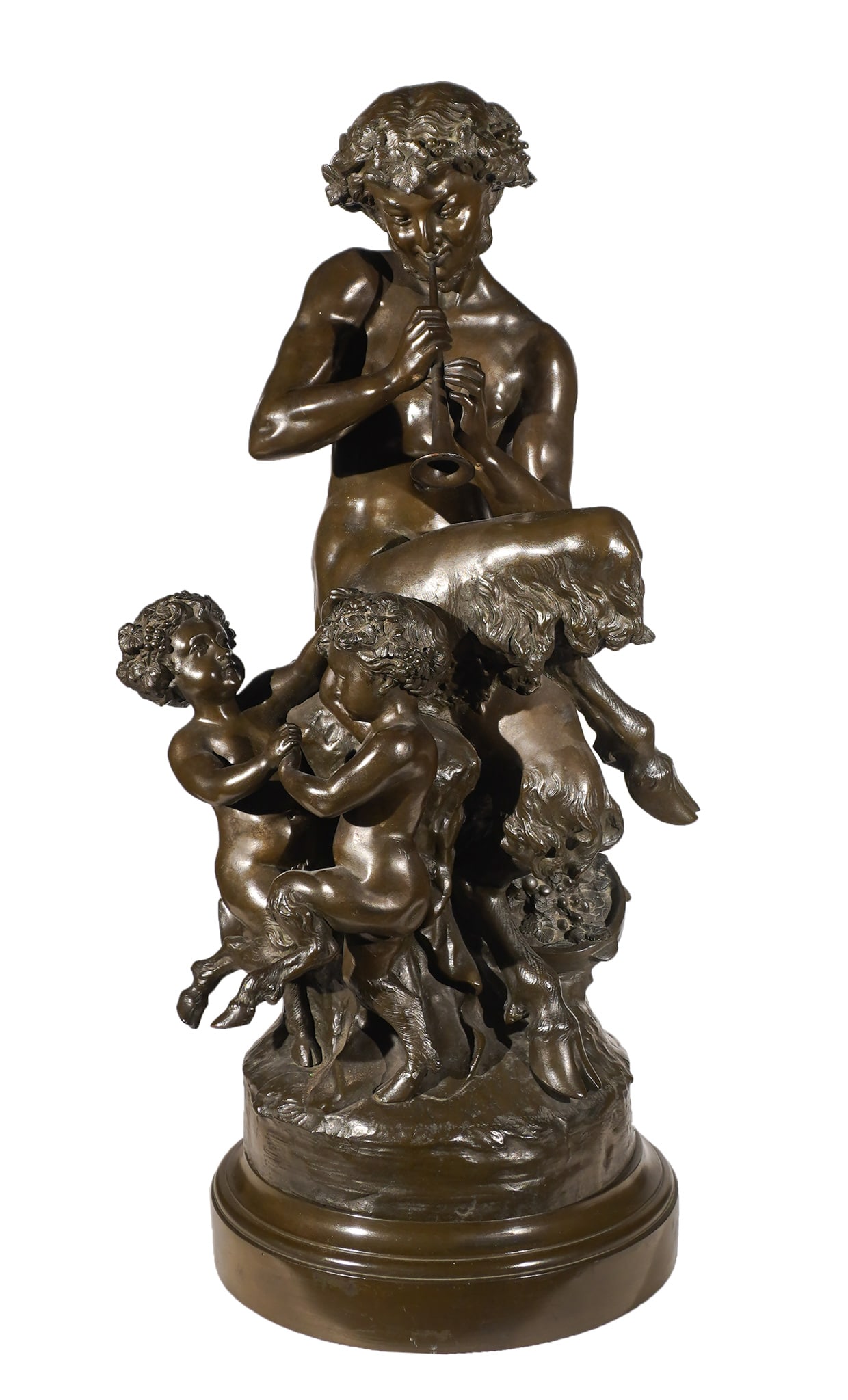 After Claude Michel Clodion (French 1738-1814), Seated Satyr with Young Satyrs Dancing, Bronze (1 of 2)