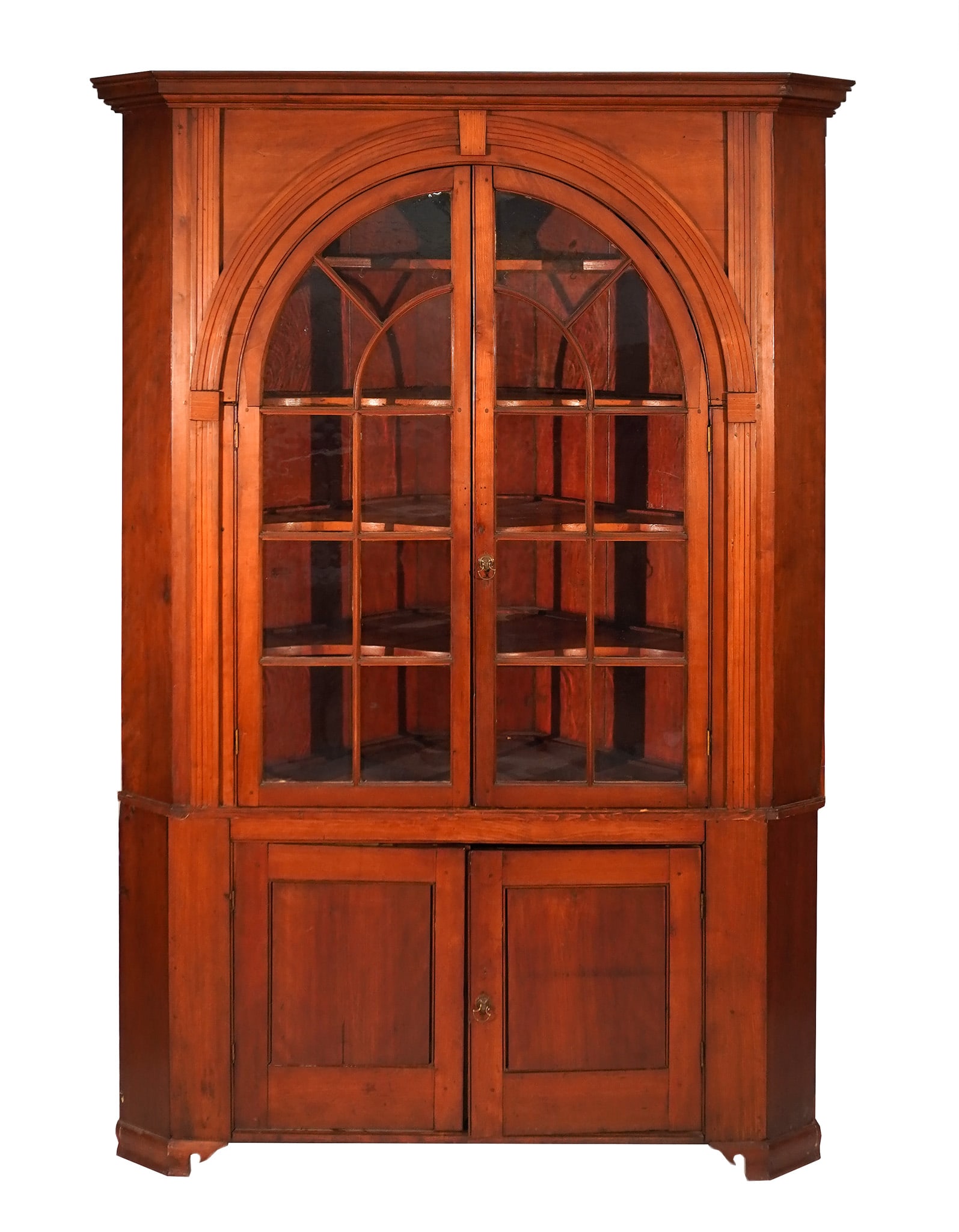 American Cherry Corner Cupboard, Probably Pennsylvania, Second Quarter 19th Century, Height: 91-1/8 (1 of 2)