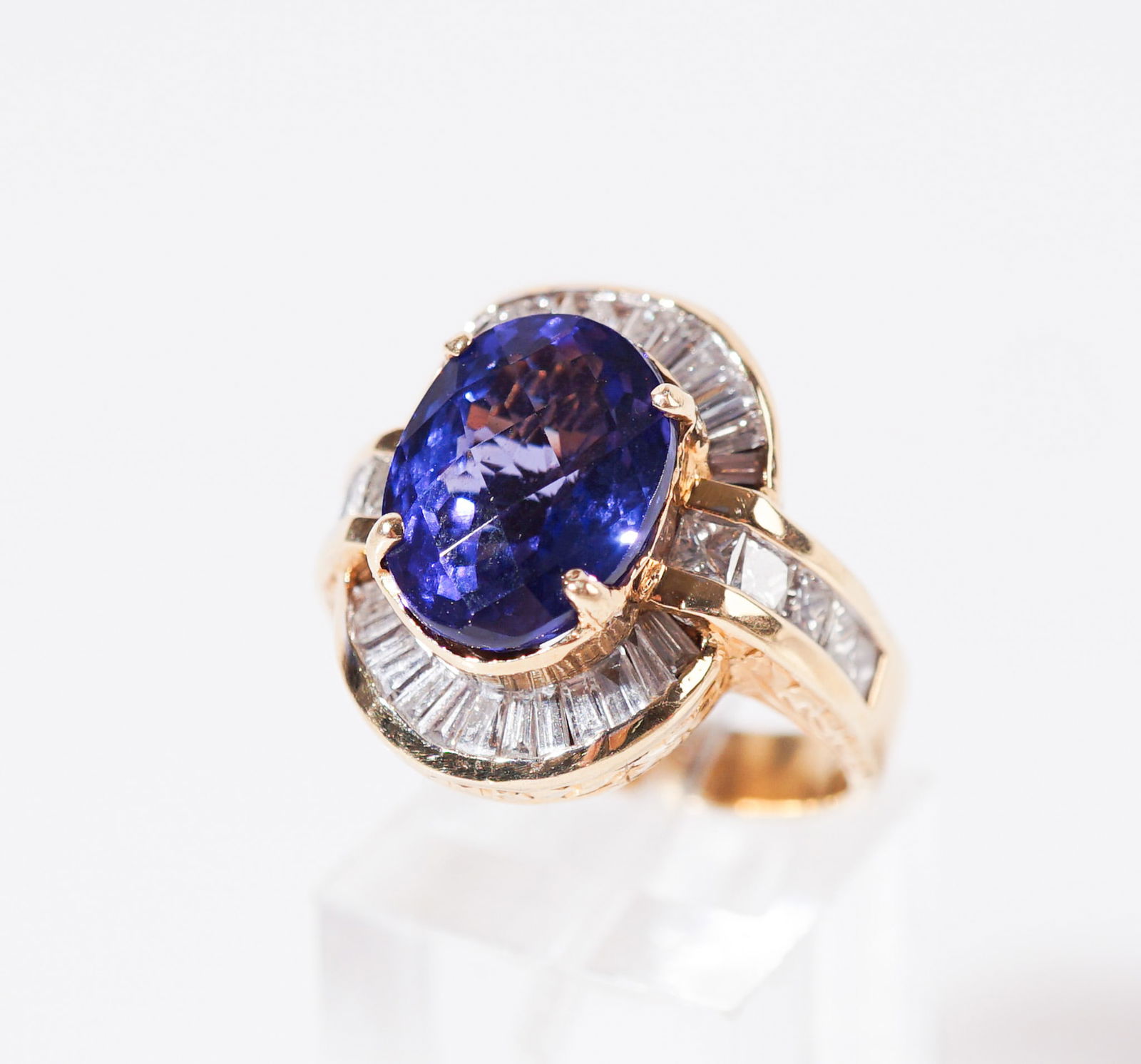 18-Karat Yellow-Gold, Tanzanite and Diamond Ring, Gross weight: 8.5 dwt., Shank size: 8 (1 of 3)