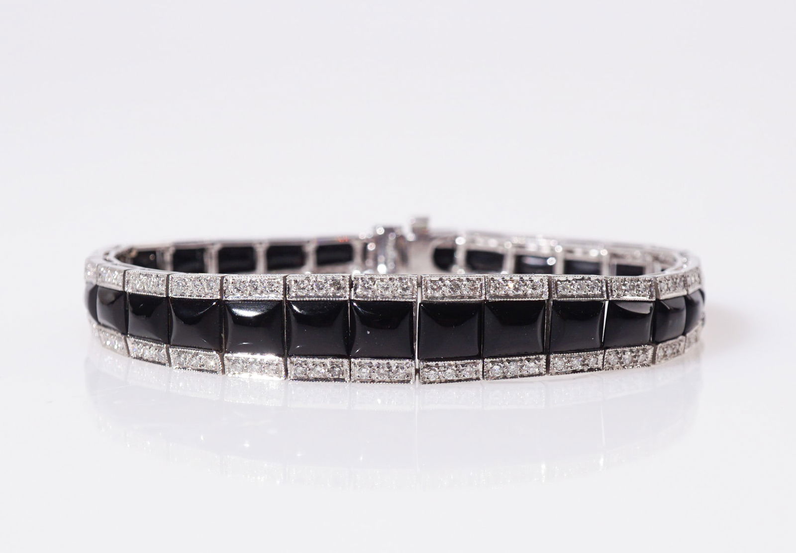 Sophia D. Platinum, Diamond and Black Onyx Bracelet, Gross weight: 16.7 dwt., Length: 7 in (17.7 cm) (1 of 3)
