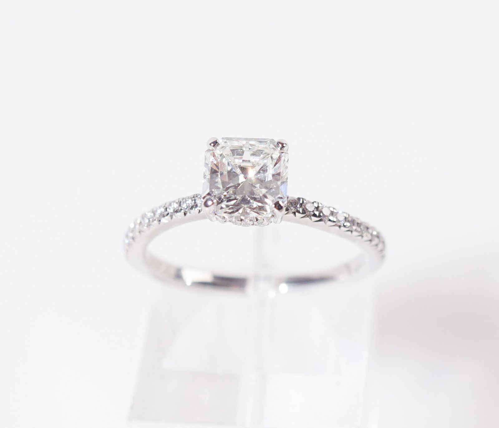 Tiffany & Co. Platinum and Diamond ?Tiffany True? Ring, Gross weight: 2.4 dwt., Shank size: 6-1/4 - 2