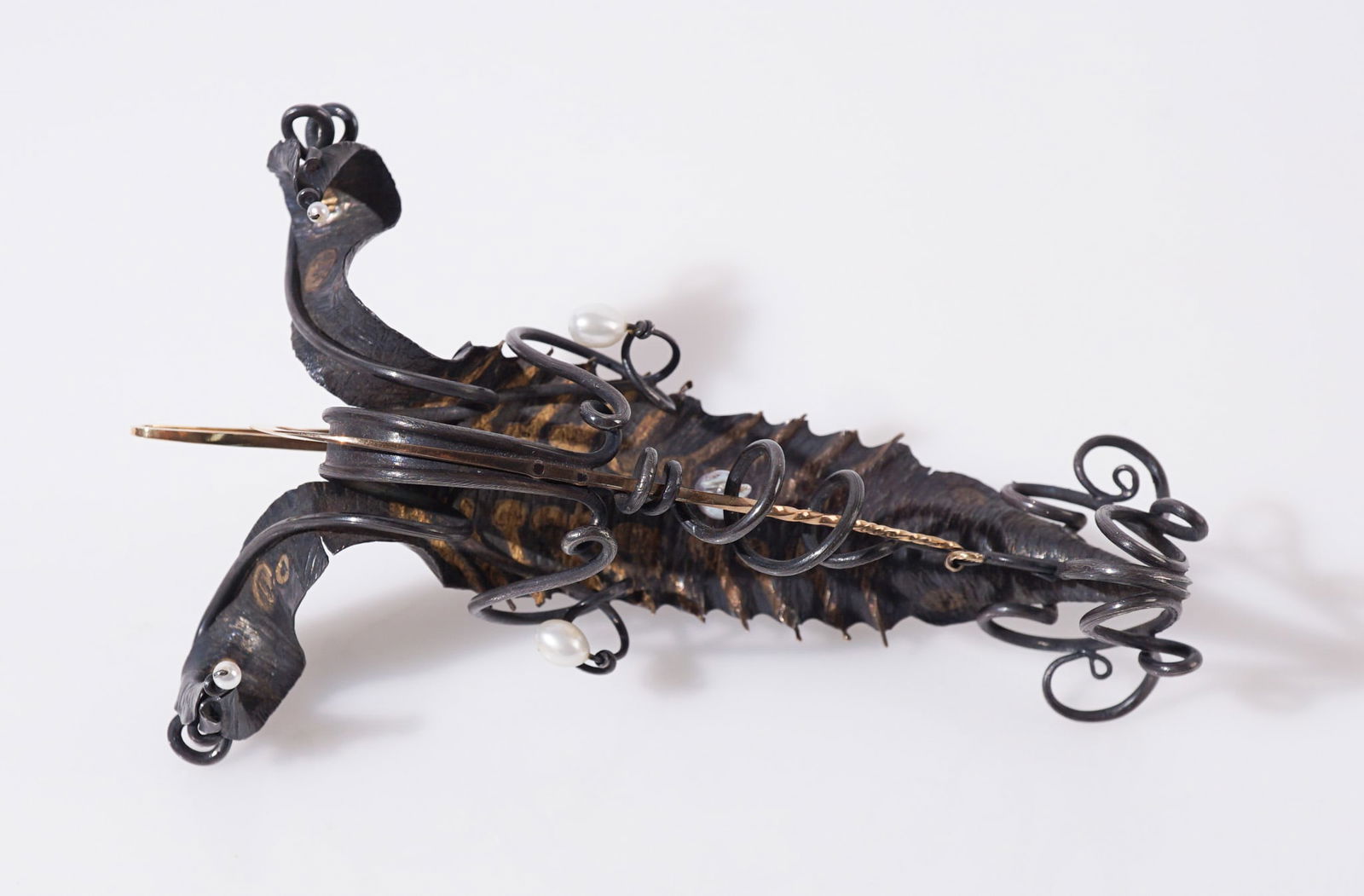 Albert Paley Forged and Fabricated Silver, Yellow-Gold and Pearl Brooch, Gross weight: 57.8 dwt., (1 of 1)