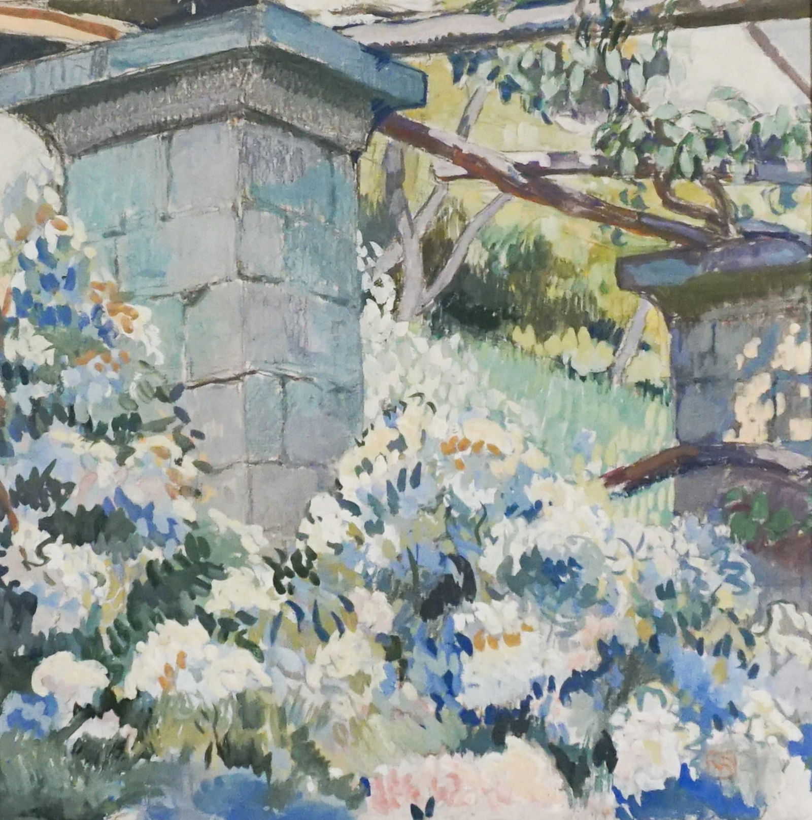 Theo van Rysselberghe (Belgian 1862-1926), Jardin Sous La Treille, Gouache on paper, Sight size: 12: Theo van Rysselberghe(Belgian, 1862-1926)Jardin Sous La TreilleGouache on paperSigned with monogram VR in red l.r.Property from Frank and Moira Klich EstateProvenance: