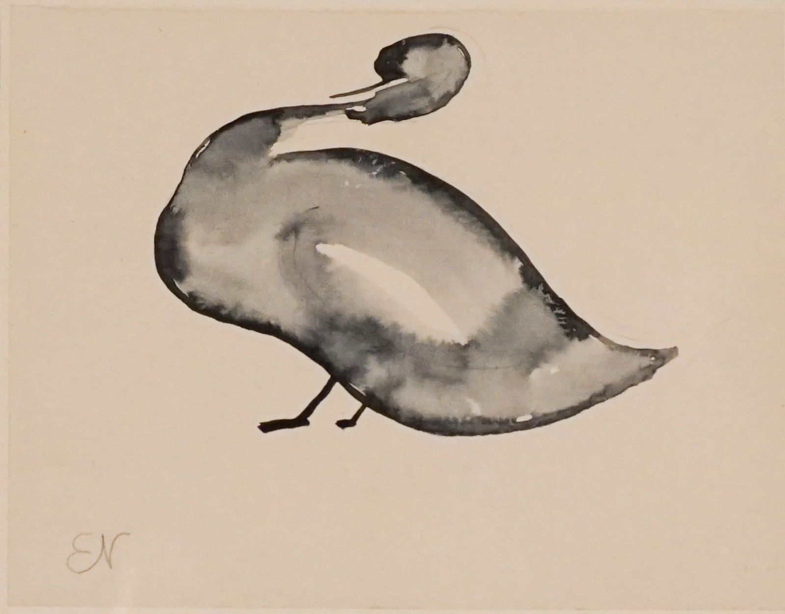 Elie Nadelman (Polish/American 1882-1946), Untitled (Blue Duck), Watercolor and wash on paper, Sight: Elie Nadelman(Polish/American, 1882-1946)Untitled (Blue Duck)Watercolor and wash on paperSigned with artist's monogram EN in graphite l.r.Property from the Estate of Martin Birnbaum