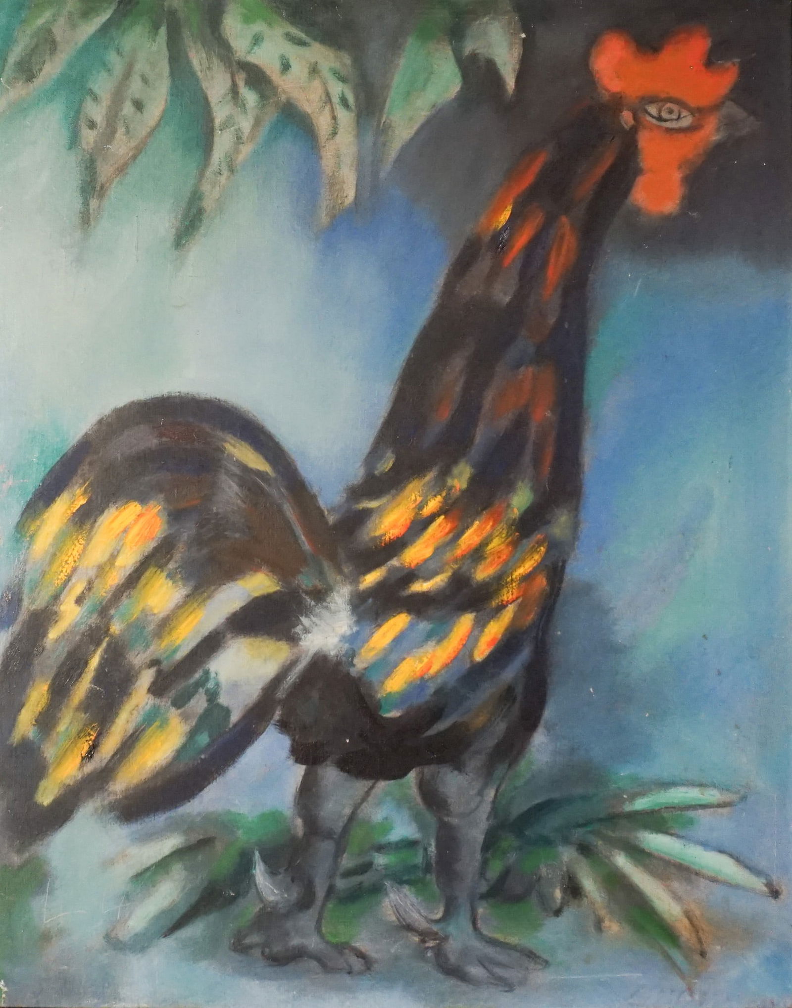 Mariano Rodriguez (Cuban 1912-1990), Gallo, Oil on canvas, 25 x 20 in (63.5 x 50.8 cm); Frame: 26 x: Mariano Rodriguez(Cuban, 1912-1990)GalloOil on canvasSigned Mariano and dated 68 l.r.Provenance:The painting was a gift from the Cuban government to the father of the curren