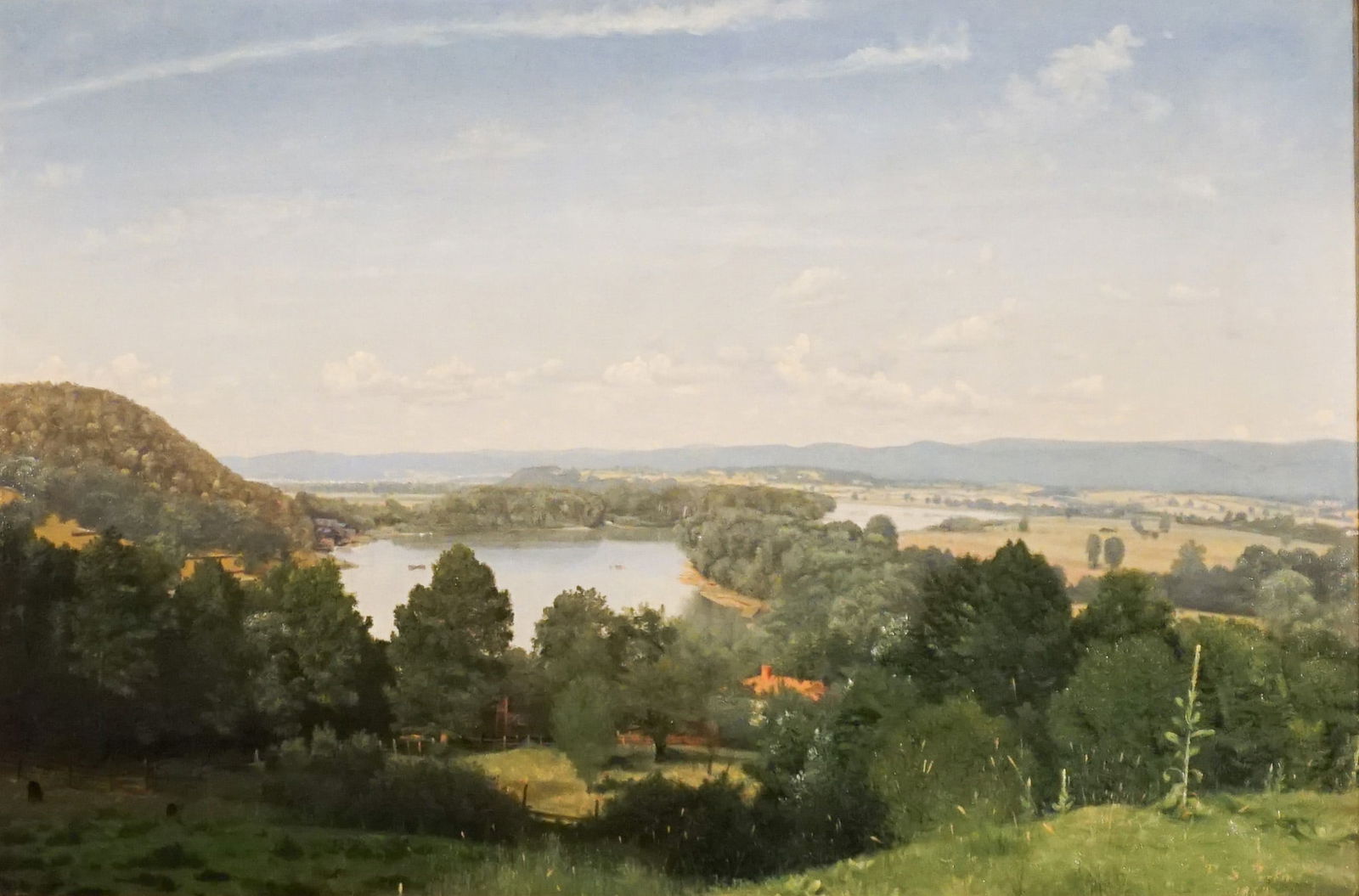 Frederick Stanton Perkins (American 1832-1899), Landscape with View of a River, Oil on canvas, 20 x (1 of 2)
