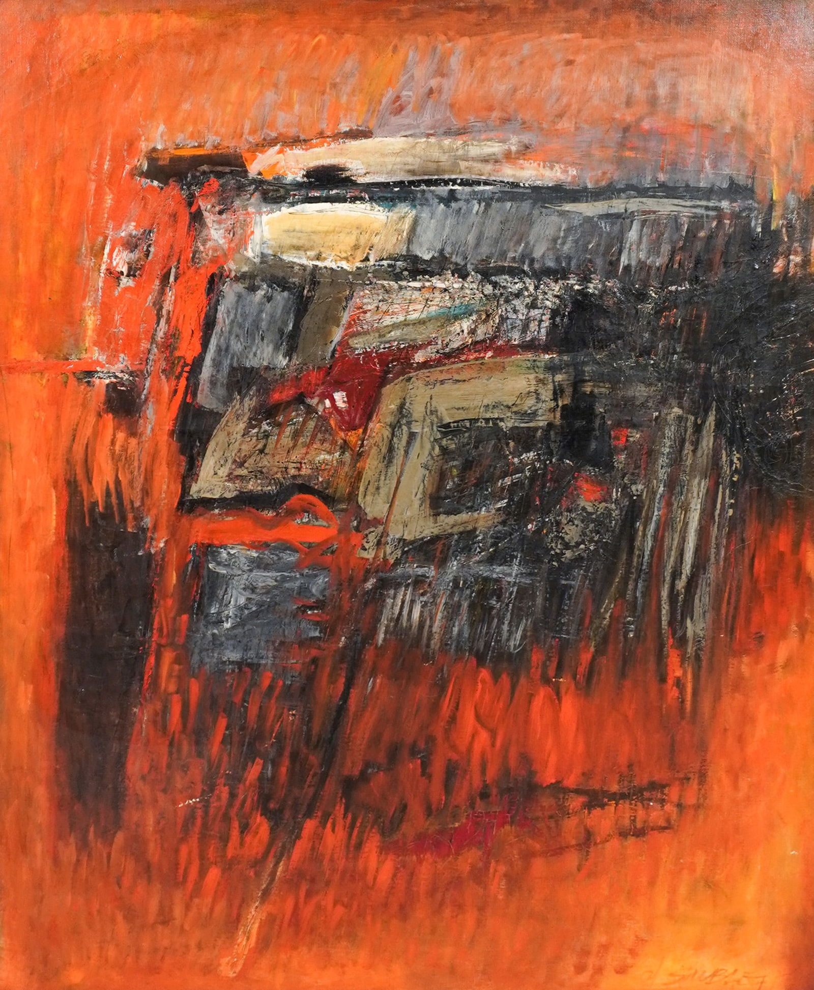 Carl Sublett (American 1919-2008), Untitled, Oil on canvas, 50 x 40 in (127 x 101.6 cm); Frame: 54 x: Carl Sublett(American, 1919-2008)UntitledOil on canvasSigned Carl Sublett and dated 71 l.r.50 x 40 in (127 x 101.6 cm); Frame: 54 x 44 in (137.2 x 111.8 cm)