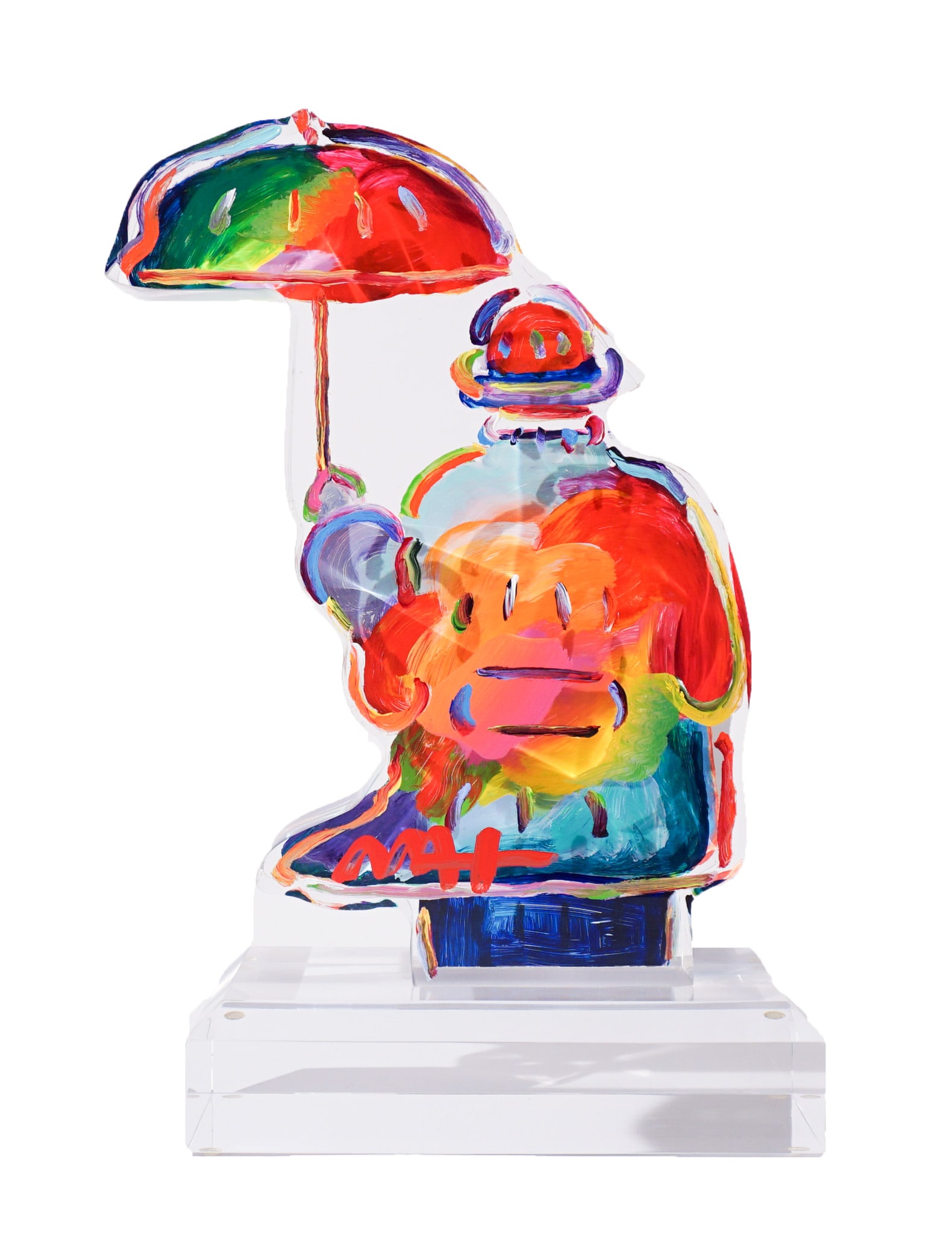 Peter Max (American b. 1937), Umbrella Man III, Polychrome decorated acrylic sculpture, 2017, 12 x: Peter Max(American, b. 1937)Umbrella Man IIIPolychrome decorated acrylic sculpture, 2017Signed Max l.l., number 60812 x 4-1/2 x 8-3/4 in (30.5 x 11.4 x 22.2 cm)