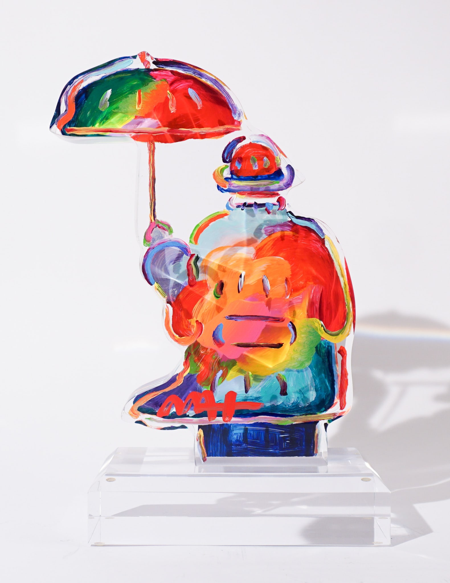 Peter Max (American b. 1937), Umbrella Man III, Polychrome decorated acrylic sculpture, 2017, 12 x - 2
