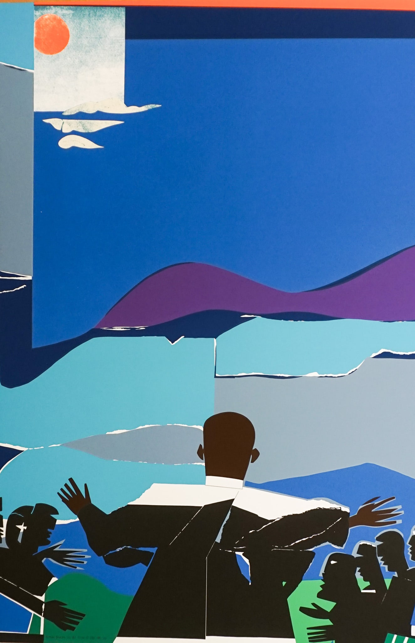 Romare Bearden (American 1911-1988), Martin Luther King, Jr.- Mountain Top, Screenprint in color,: Romare Bearden(American, 1911-1988)Martin Luther King, Jr.- Mountain TopScreenprint in colorUnsigned; stamped Romare Bearden List Art Poster ©1968 HKL Ltd along lower edgeUnframed: 756 x 502 mm
