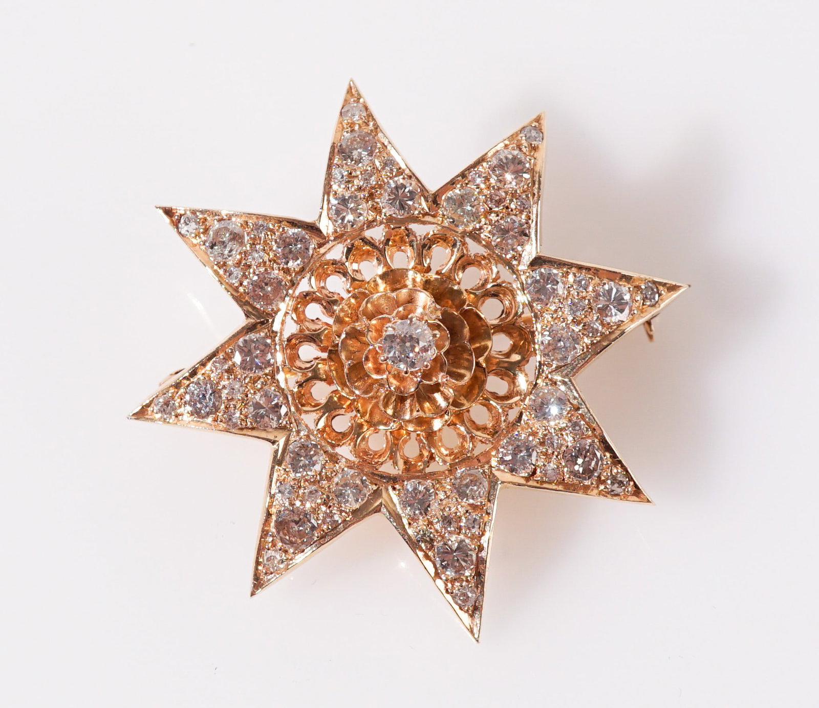 Tested 14-Karat Yellow-Gold and Diamond Pendant Brooch, Total weight of diamonds: 1.40 carats, Gross (1 of 1)