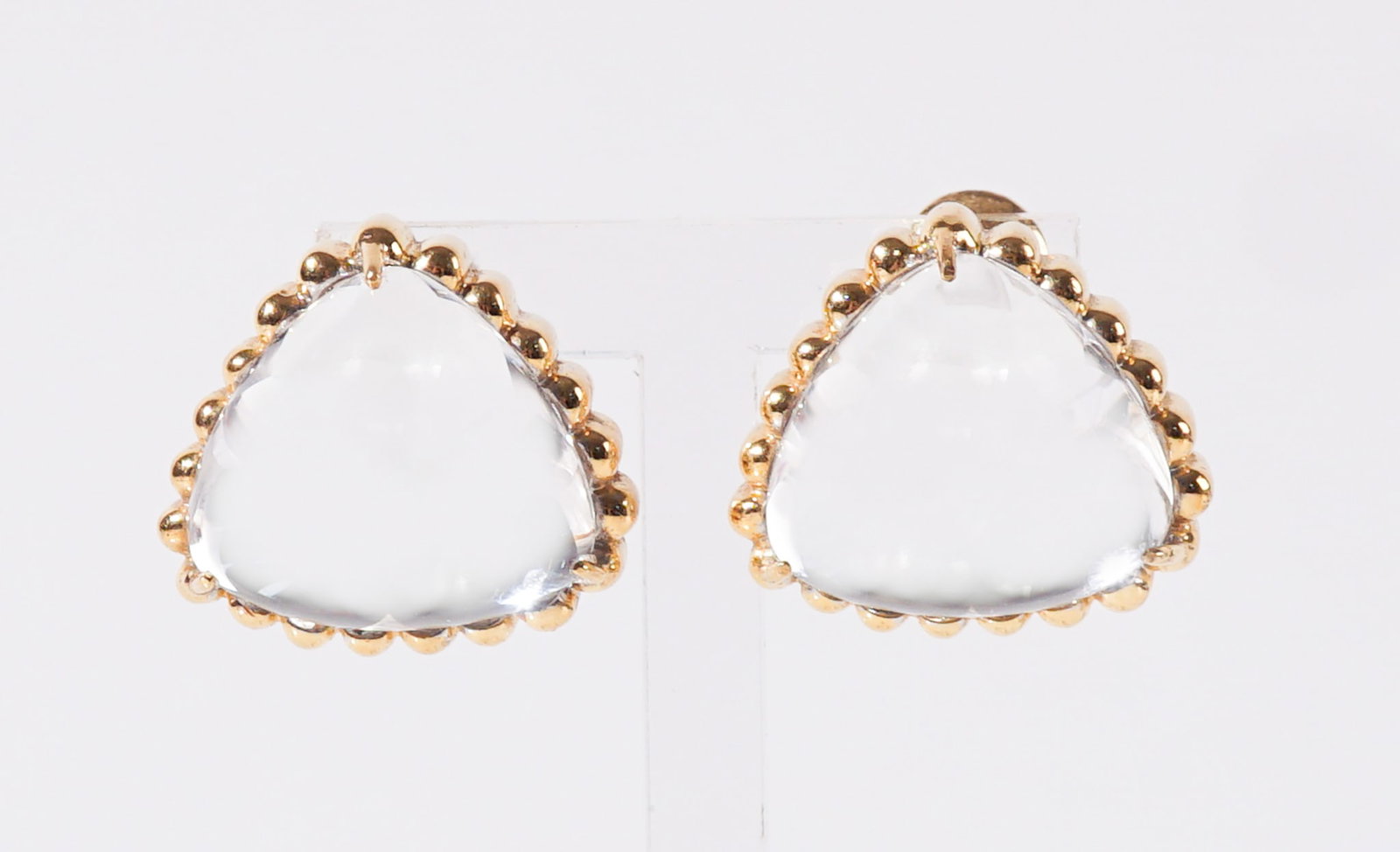 Pair of David Webb 18-Karat Yellow-Gold and Rock Crystal Ear Clips, Total gross weight: 23.9 dwt., (1 of 1)