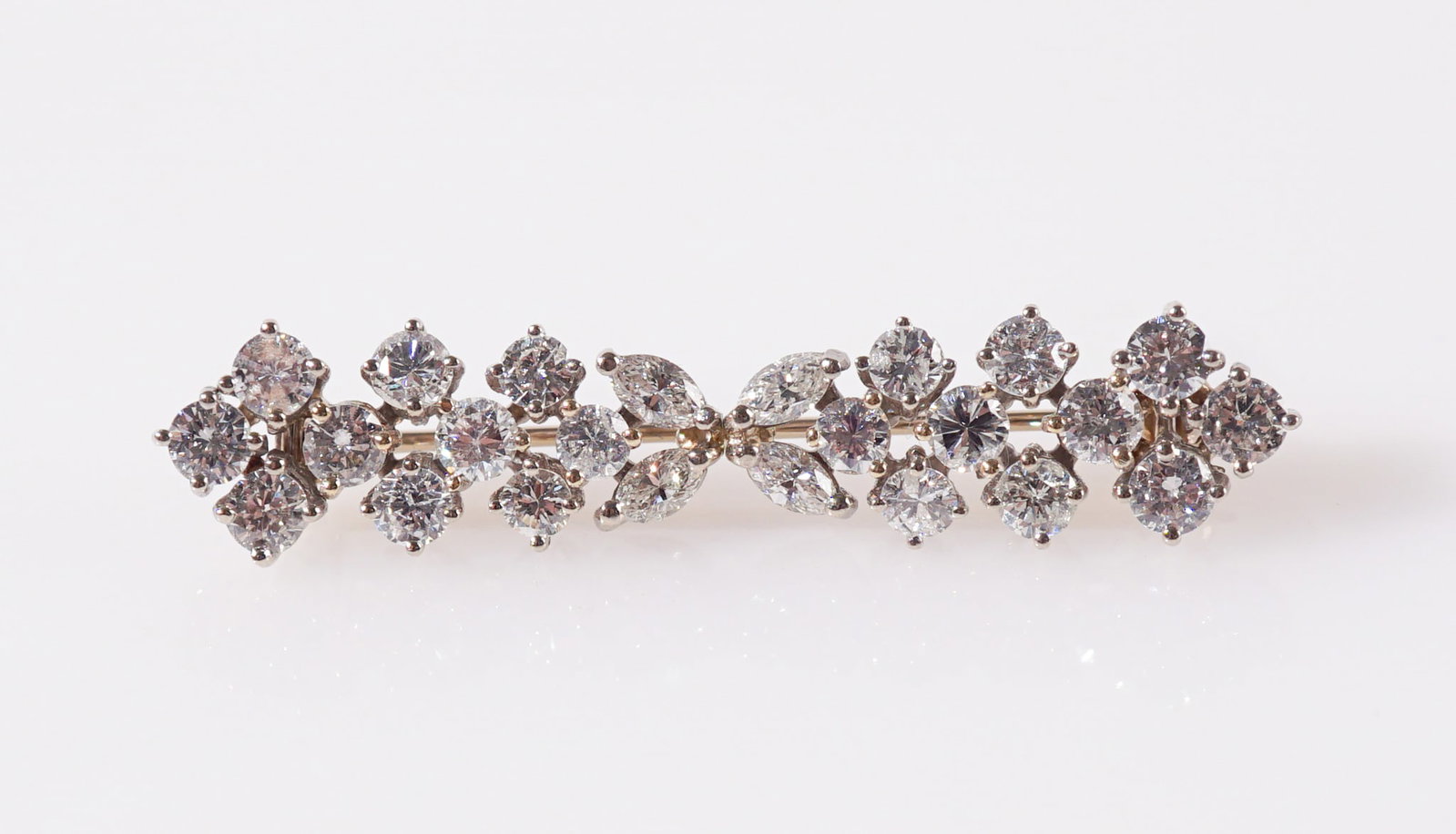 Tested 14-Karat White-Gold and Diamond Pin, Gross weight: 2.8 dwt., Length: 1-3/4 in (4.4 cm) (1 of 1)