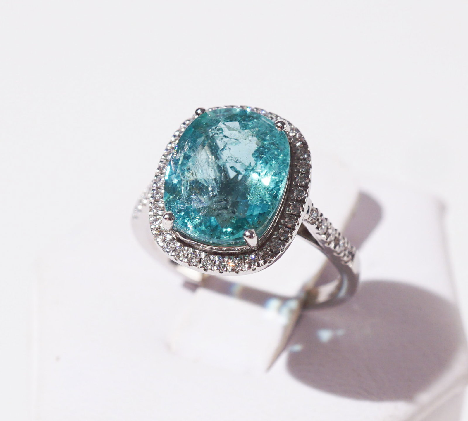 Platinum, Emerald and Diamond Ring, Shank size: 6-1/4 (1 of 2)