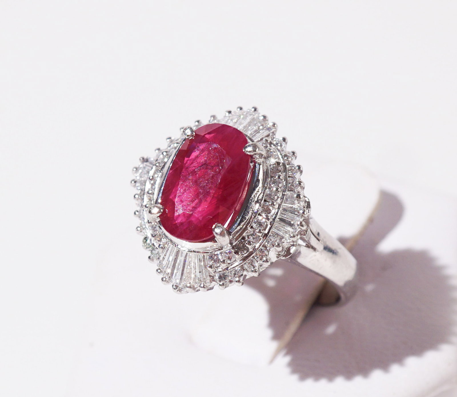 Platinum, Ruby and Diamond Ring, Shank size: 8 (1 of 2)