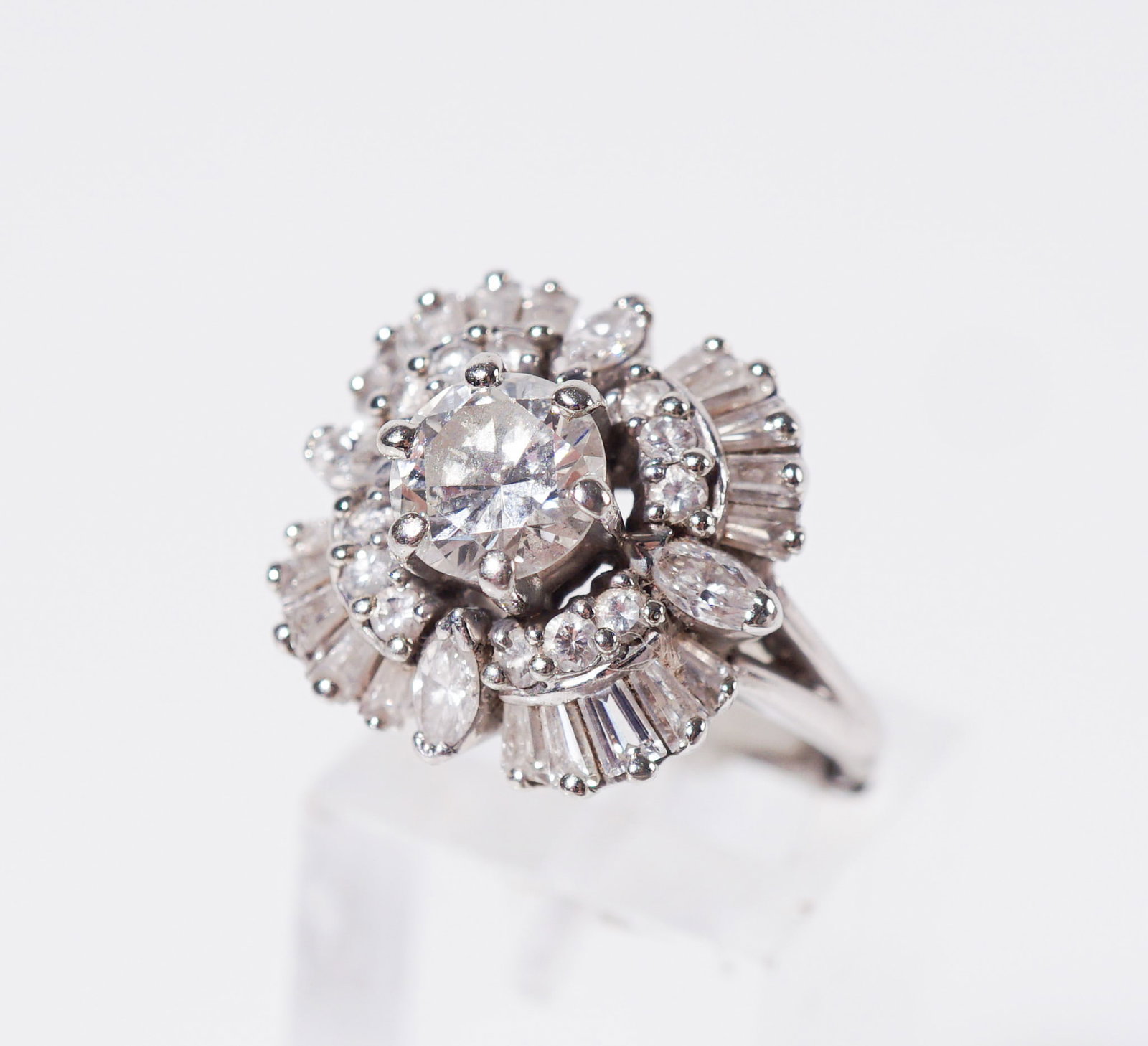 Platinum and Diamond Ring, Total weight of diamonds: 2.35 carats, Shank size: 5-1/2 (1 of 2)