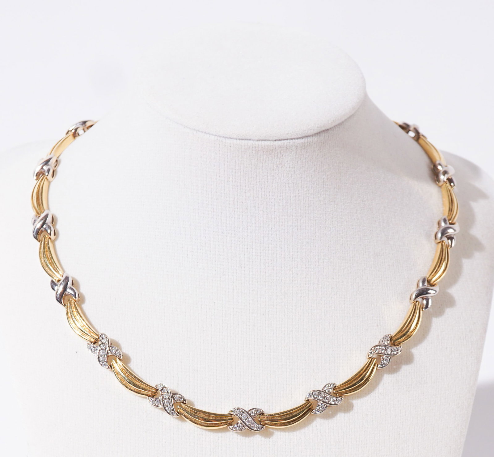 18-Karat Yellow-Gold, White-Gold and Diamond Necklace, Gross weight: 29.7 dwt., Length (1 of 2)