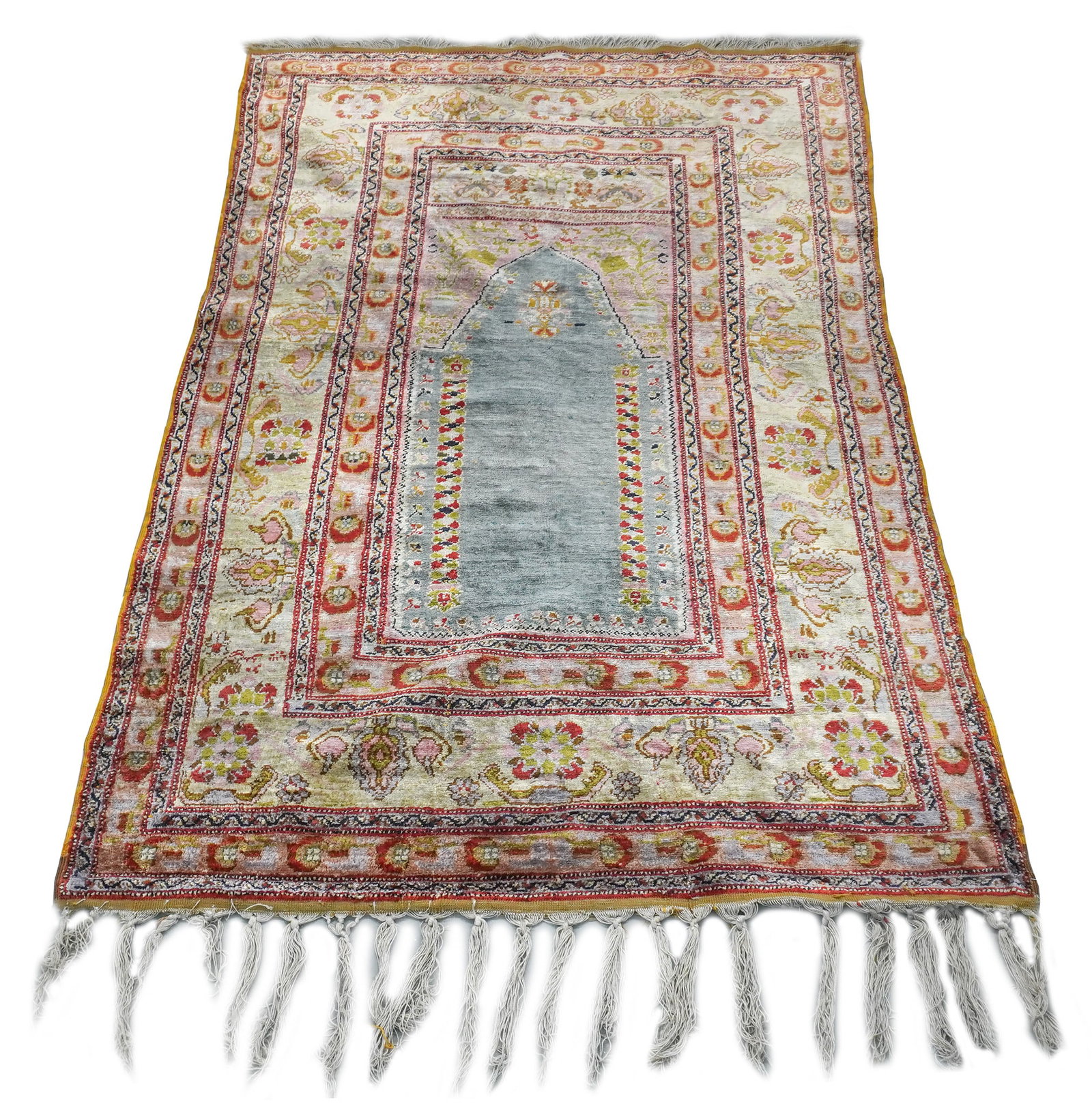 Turkish Anatolian Silk Prayer Rug, Early 20th Century, 5 ft 9 in x 3 ft 8 in (175 x 112 cm) (1 of 1)