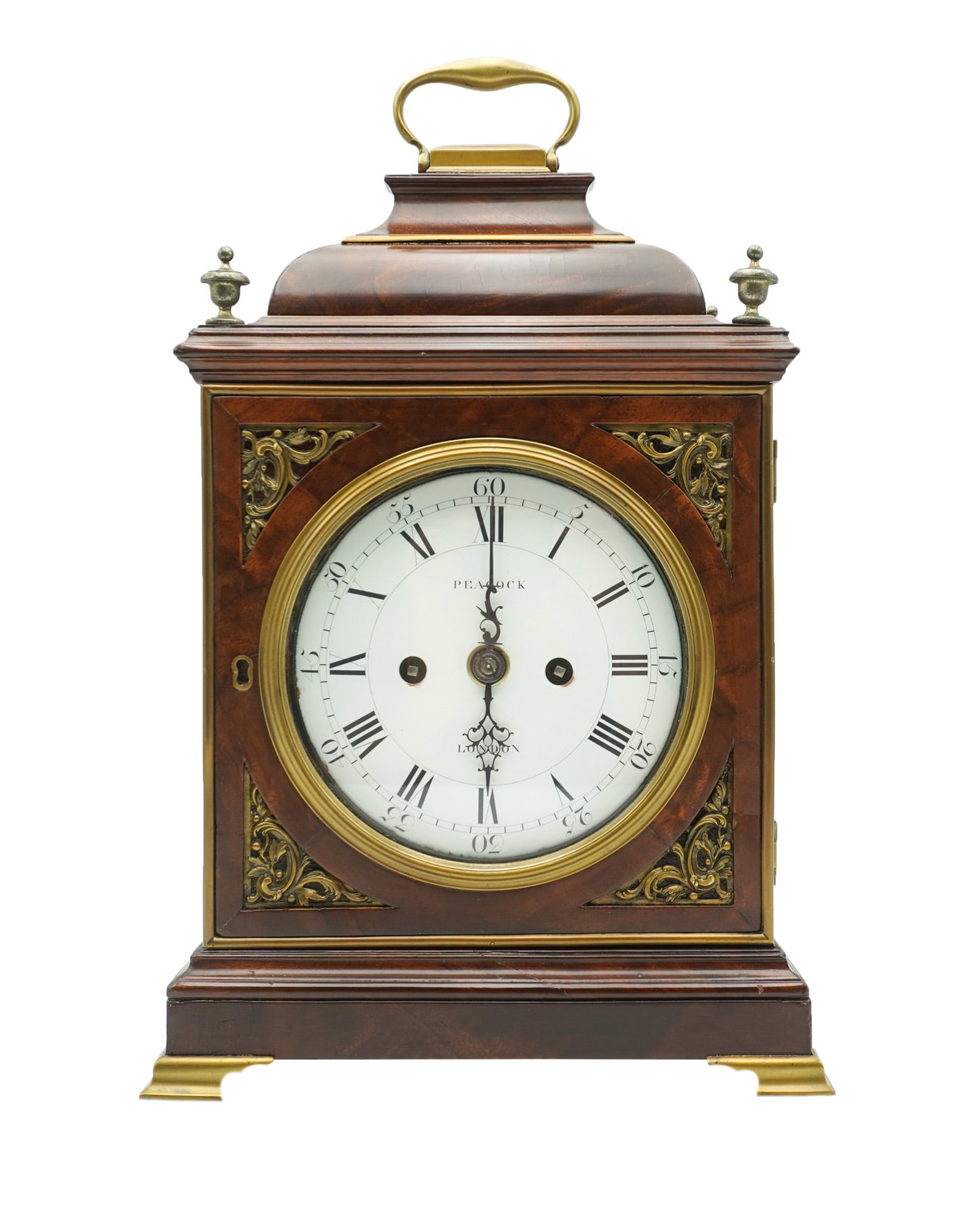George III Style Gilt Brass and Metal Mounted Mahogany Bracket Clock, Circa 1900, Height: 15 in (1 of 5)