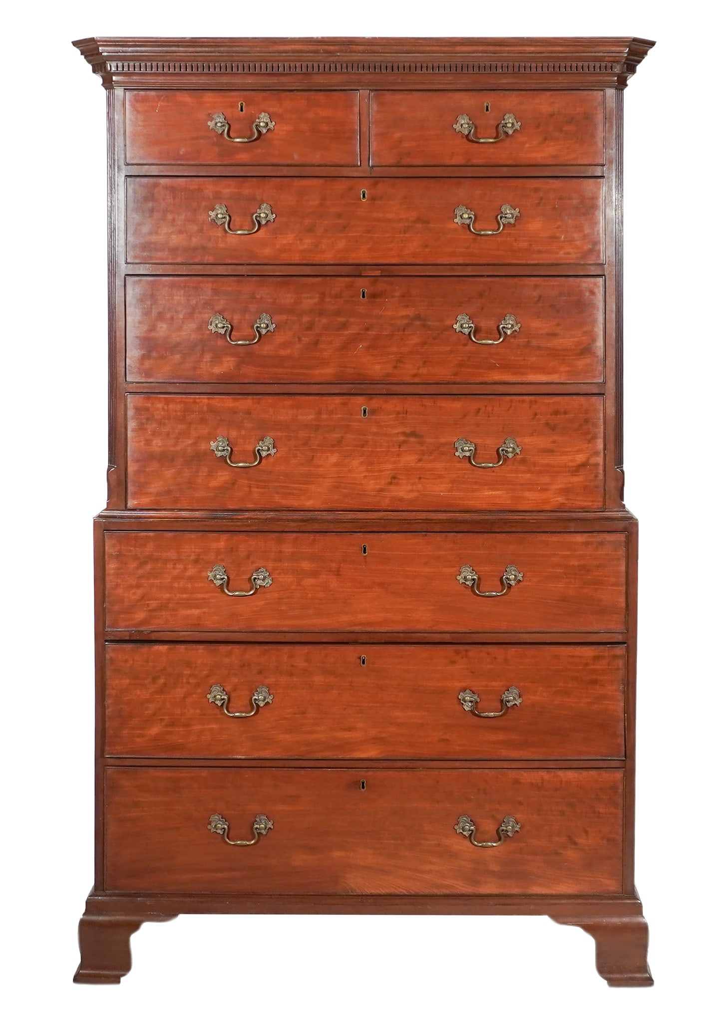 George III Style Mahogany Chest on Chest, First Quarter 19th Century, Height: 75-1/4 in (191.1 cm); (1 of 2)