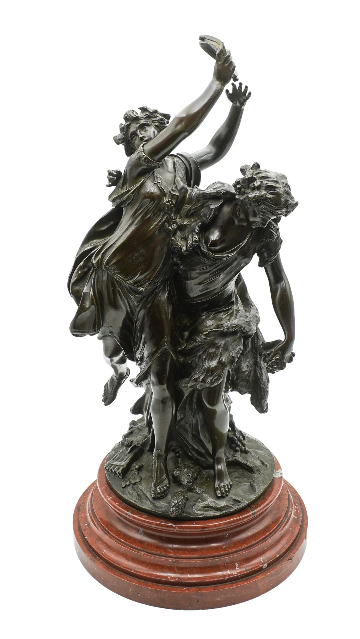 French Bronze Figural Group of Two Bacchantes, After a model by Claude Michel Clodion (French (1 of 3)
