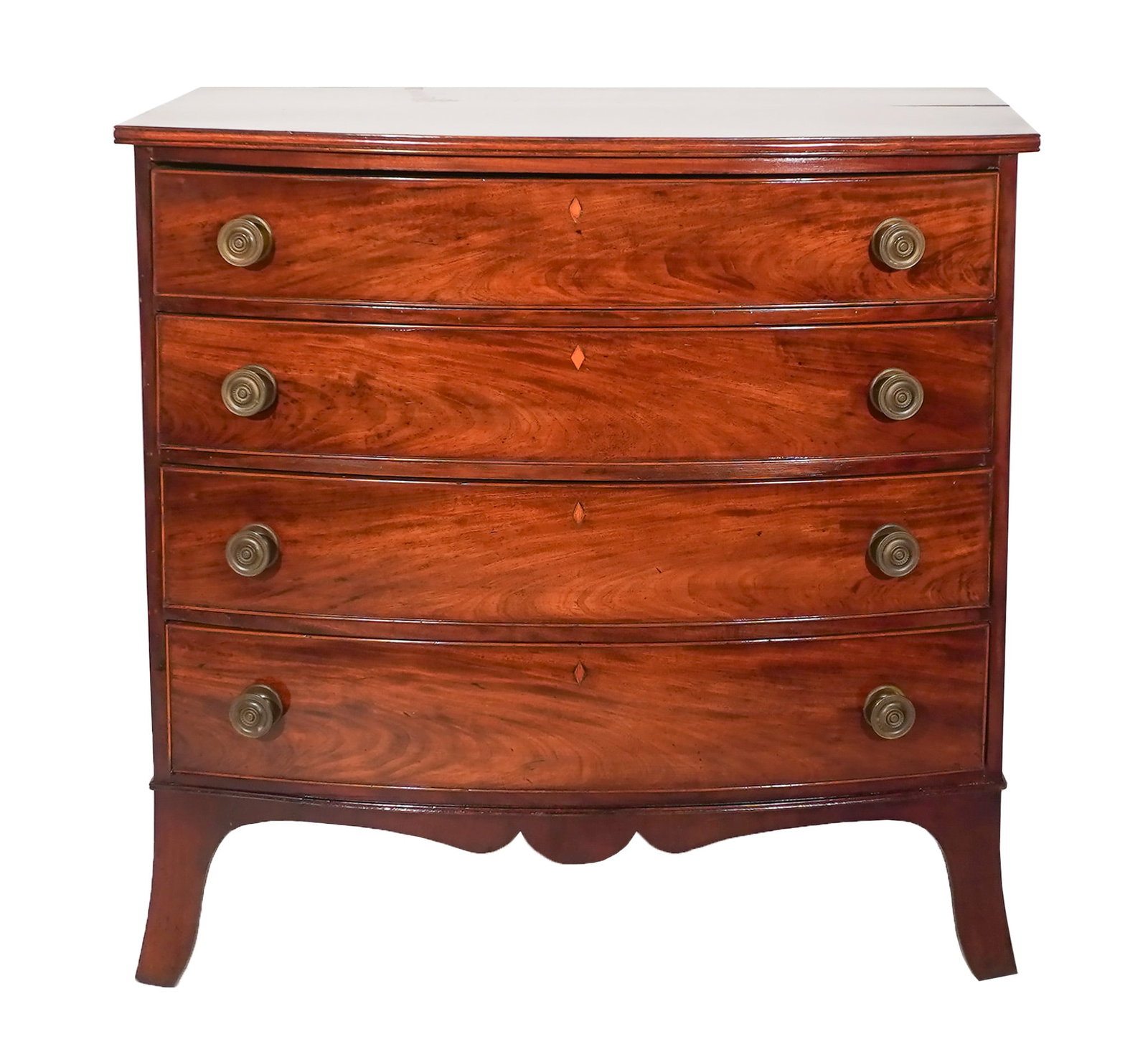 Federal Mahogany Bow-Front Chest of Drawers, Massachusetts, Probably Boston Area, Circa 1805, (1 of 2)
