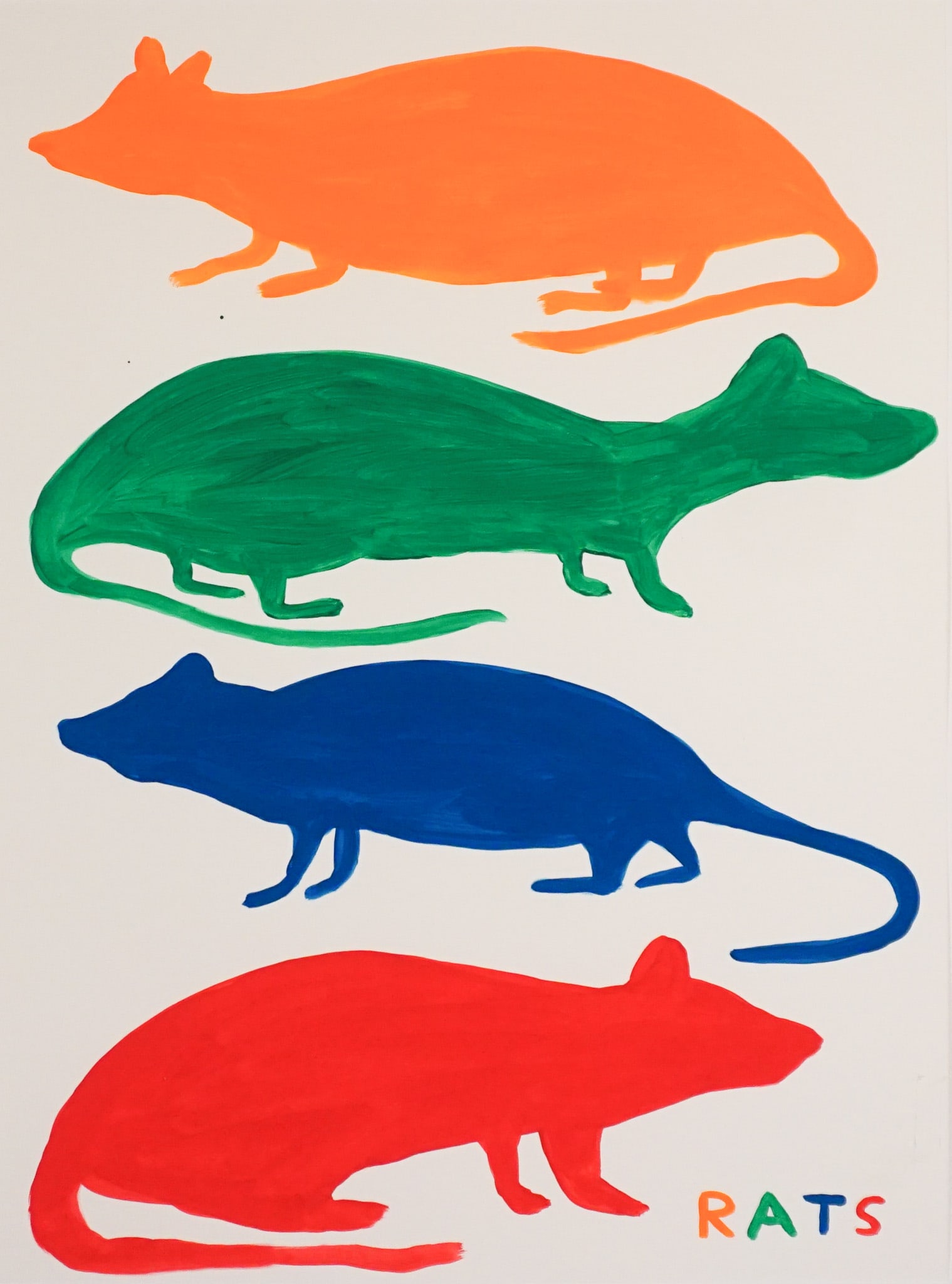 David Shrigley (British b. 1968), Untitled (Rats), Acrylic on paper, Sheet size: 29-1/2 x 22 in (1 of 2)