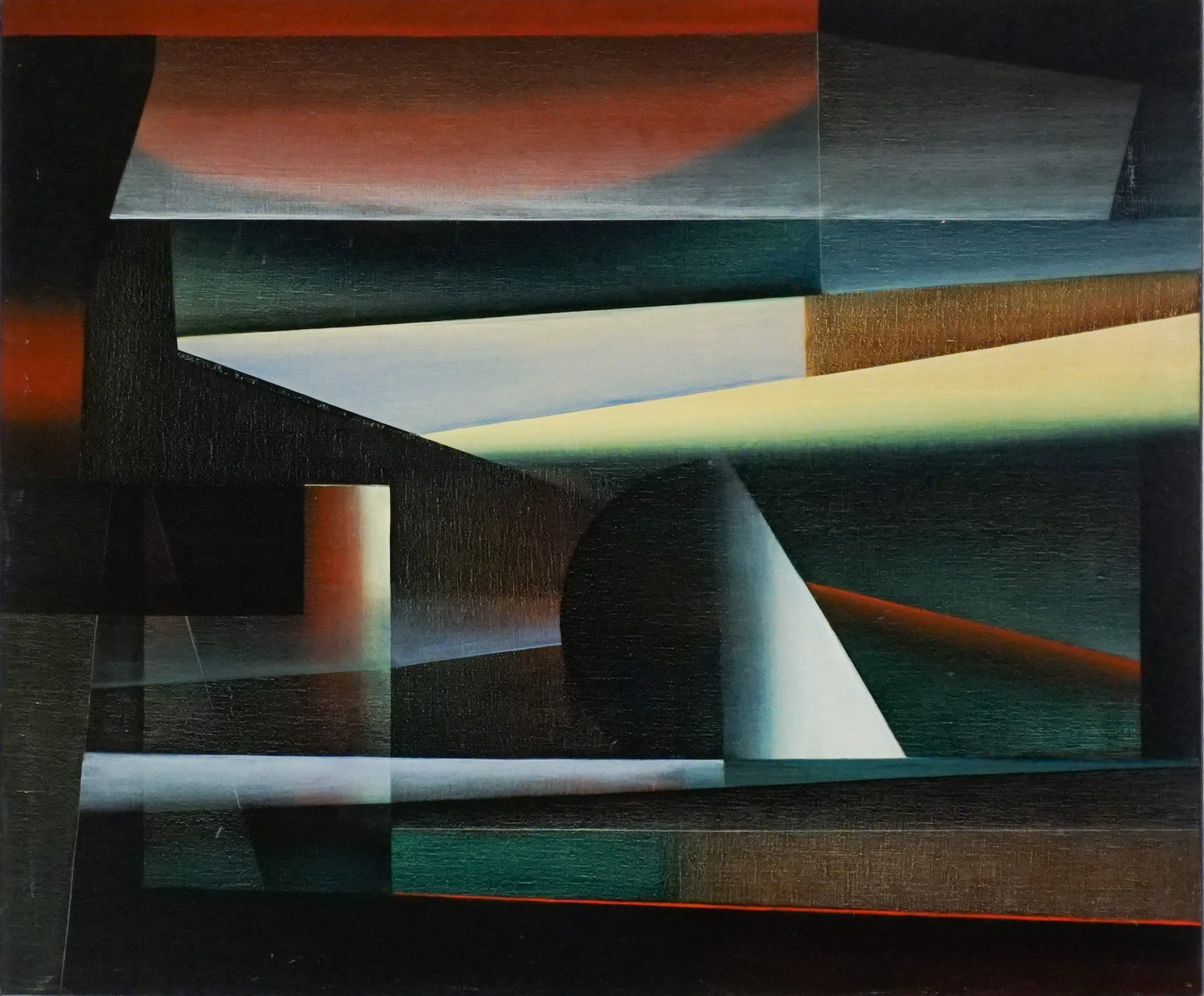 Mohan Sharma (Indian 1942-1988), Untitled, Oil on canvas, 30 x 36 in (76.2 x 91.4 cm); Frame: 31-1/2: Mohan Sharma (Indian 1942-1988) Untitled Oil on canvas Signed Mohan Sharma and dated 76 verso 30 x 36 in (76.2 x 91.4 cm); Frame: 31-1/2 x 37-1/2 in (80 x 95.3 cm)