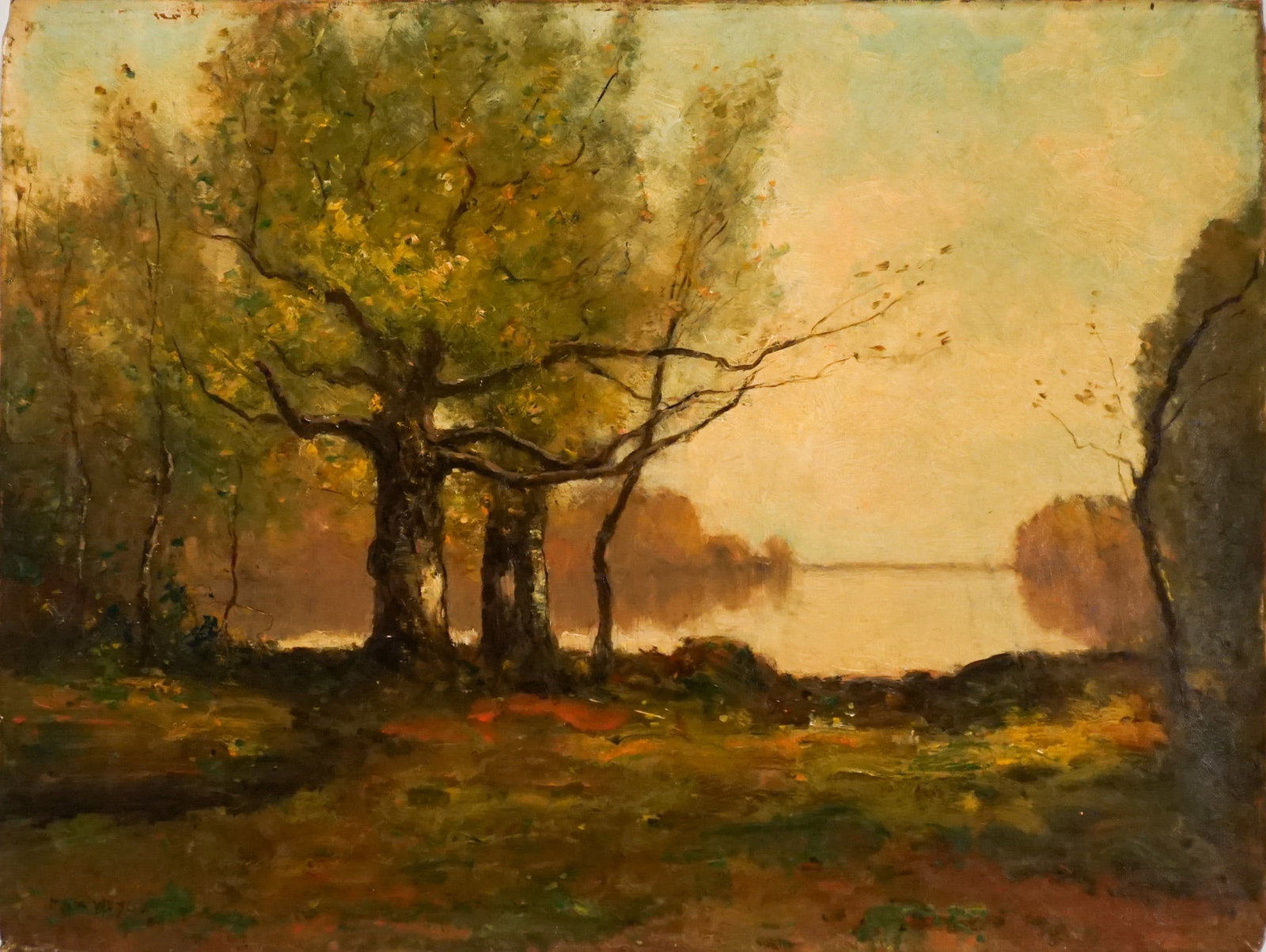 Max Weyl (American 1837-1914), Autumn Landscape, Oil on canvas, Unframed: 18-1/2 x 24 in (47 x 61 (1 of 1)