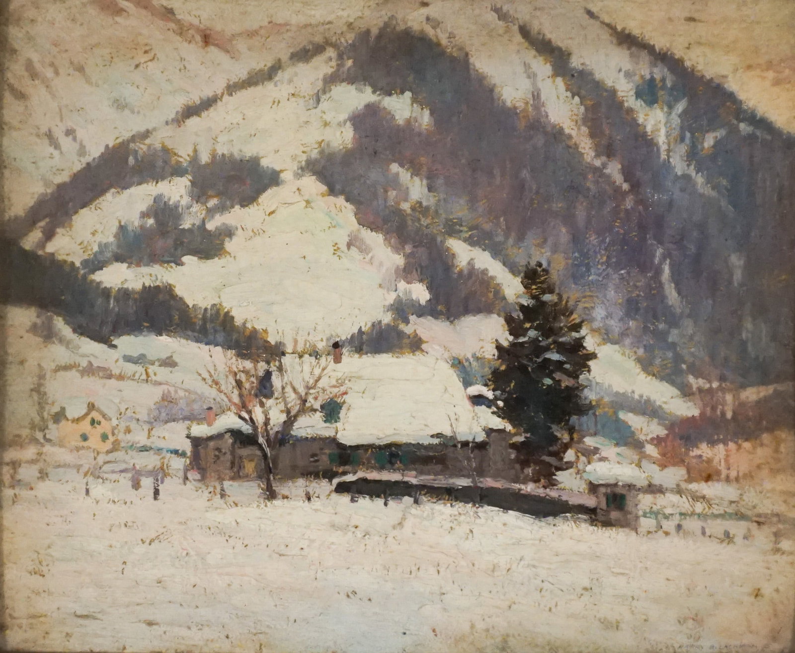Harry Lachman (American 1886-1974), A Mountain Home, Switzerland, Oil on board, 19-1/2 x 24 in (49.5 (1 of 2)