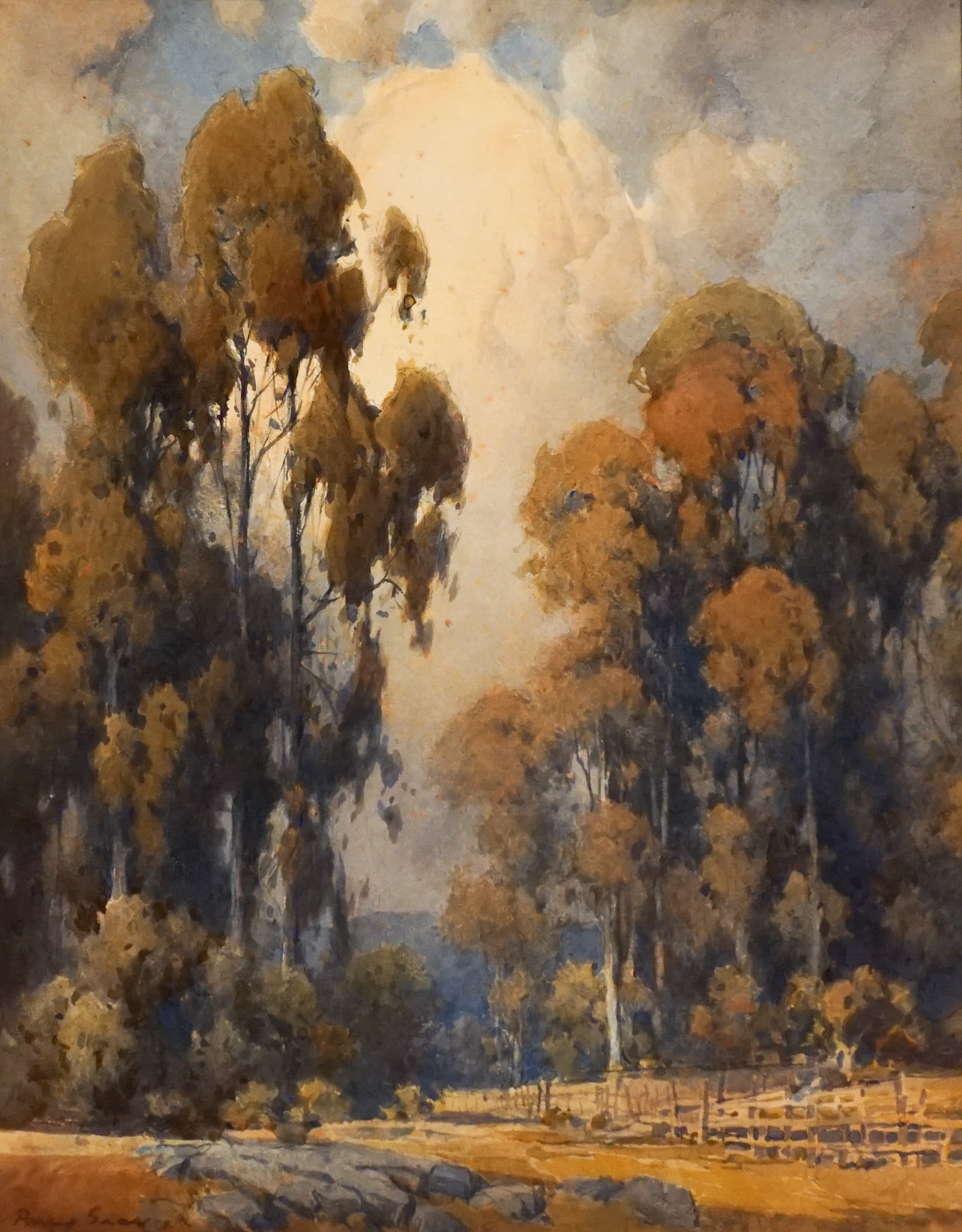 Percy Gray (American 1869-1952), Eucalyptus Grove, Watercolor and graphite on paper, Sight size: (1 of 2)