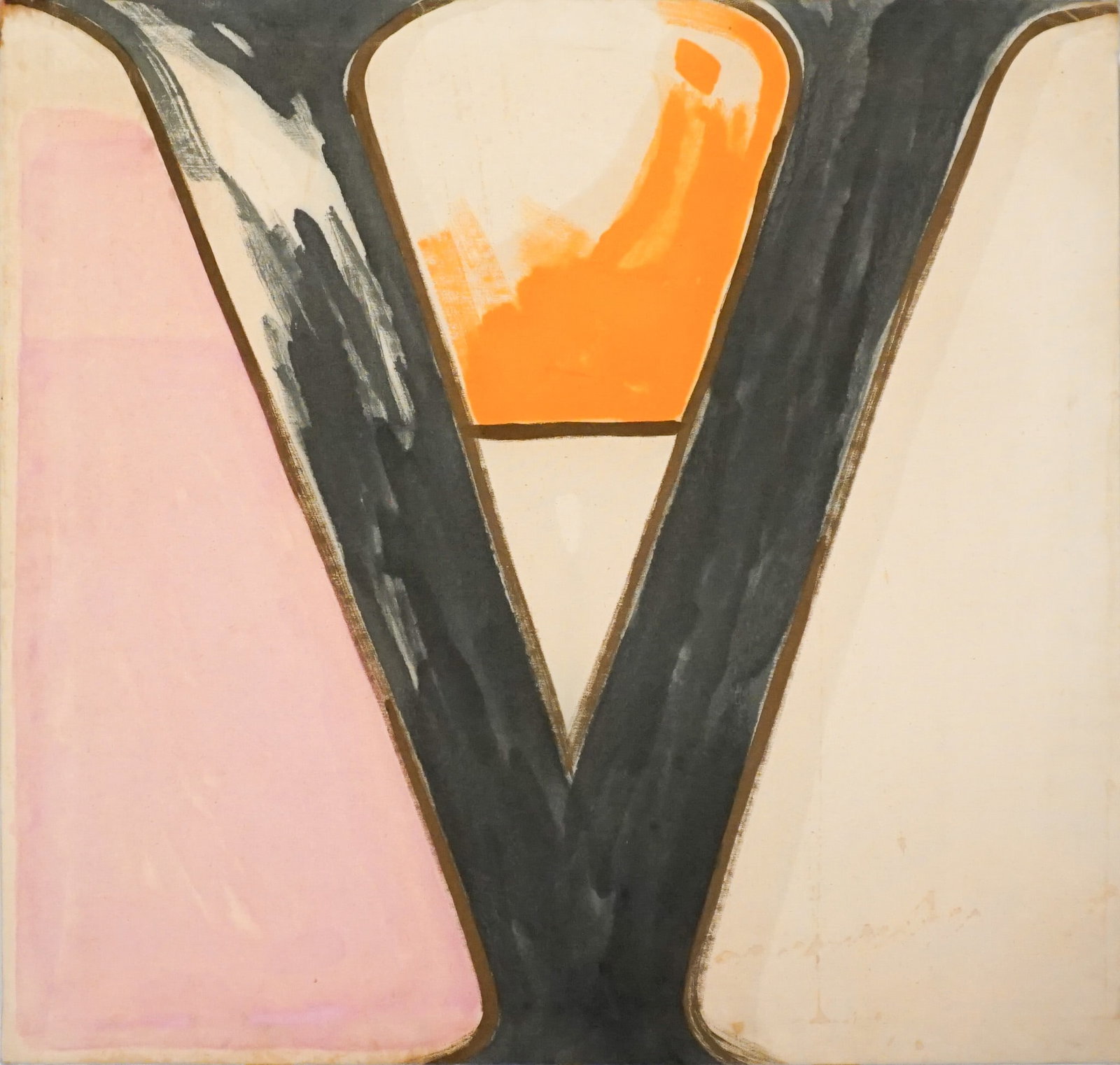 Howard Mehring (American 1931-1978), V: From 'Alphabet' Series, Magna on canvas, 1960, Unframed: 36 (1 of 1)