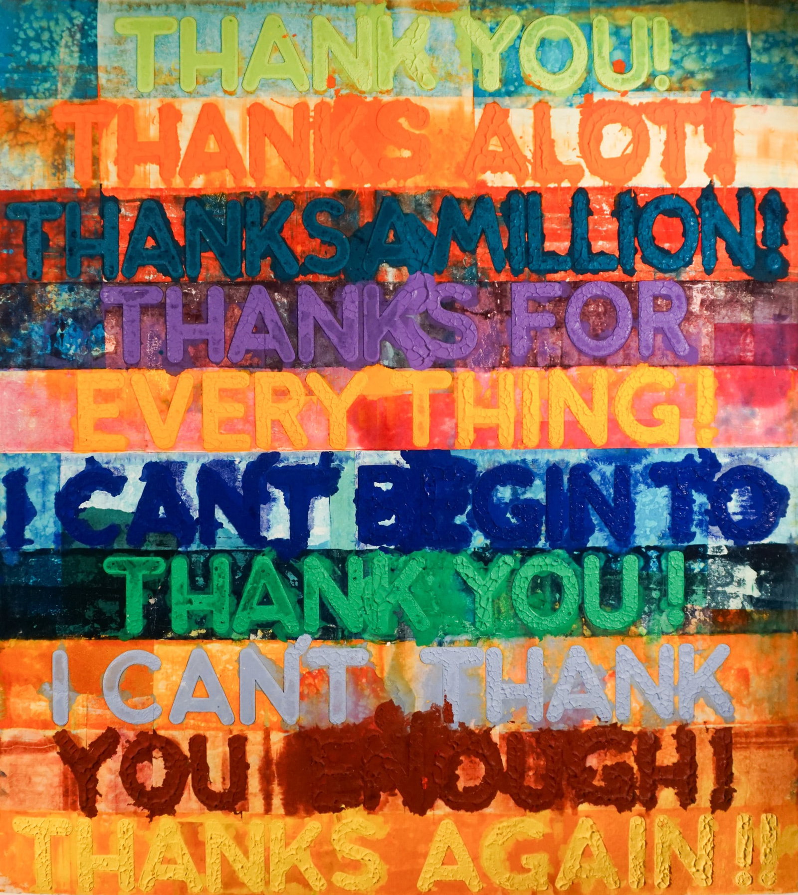 Mel Bochner (American 1940-2025), Thank You, Monoprint with collage, engraving and embossment on: Mel Bochner (American 1940-2025) Thank You Monoprint with collage, engraving and embossment on hand-dyed Twinrocker handmade paper Signed Bochner and dated 2018 l.r. Property from a Private Collection