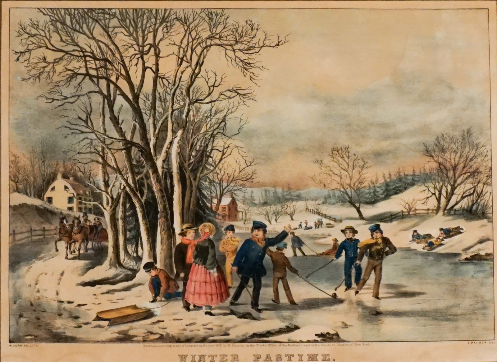 Currier & Ives (American ac. 1834–1907), Winter Pastime, Lithograph with hand-coloring (1 of 2)
