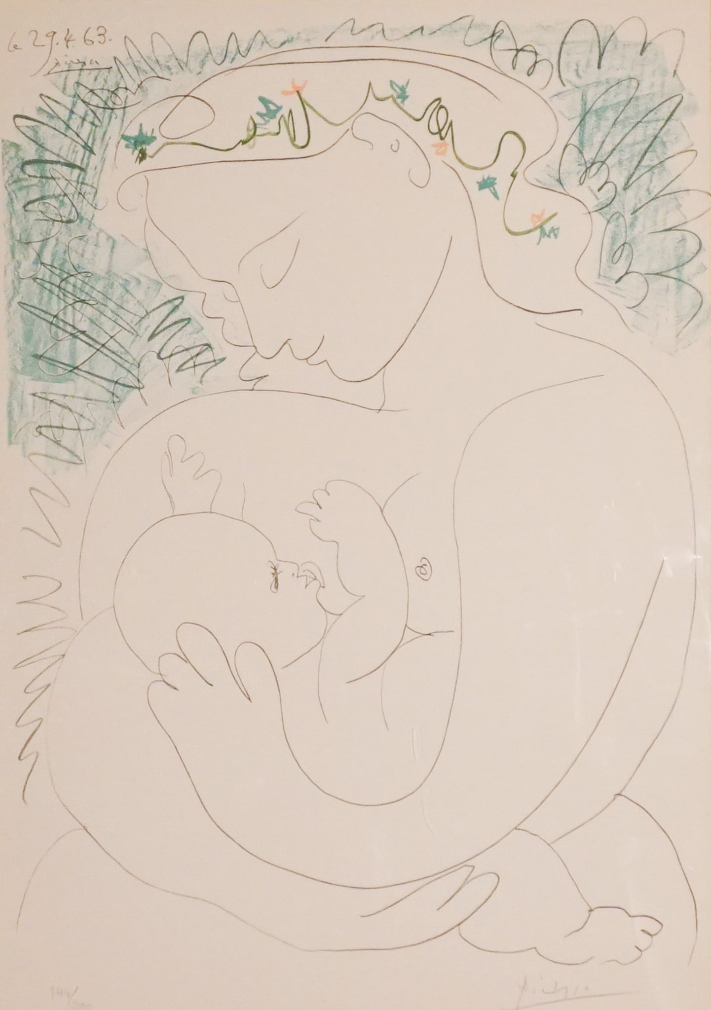 After Pablo Picasso (Spanish 1881-1973), Grand Maternité, Lithograph in color, 1963, Sight: After Pablo Picasso (Spanish 1881-1973) Grand Maternité Lithograph in color, 1963 Signed Picasso in graphite l.r. and numbered 144/200 in graphite l.l.; published by Yamet Fine Arts, New York Sig
