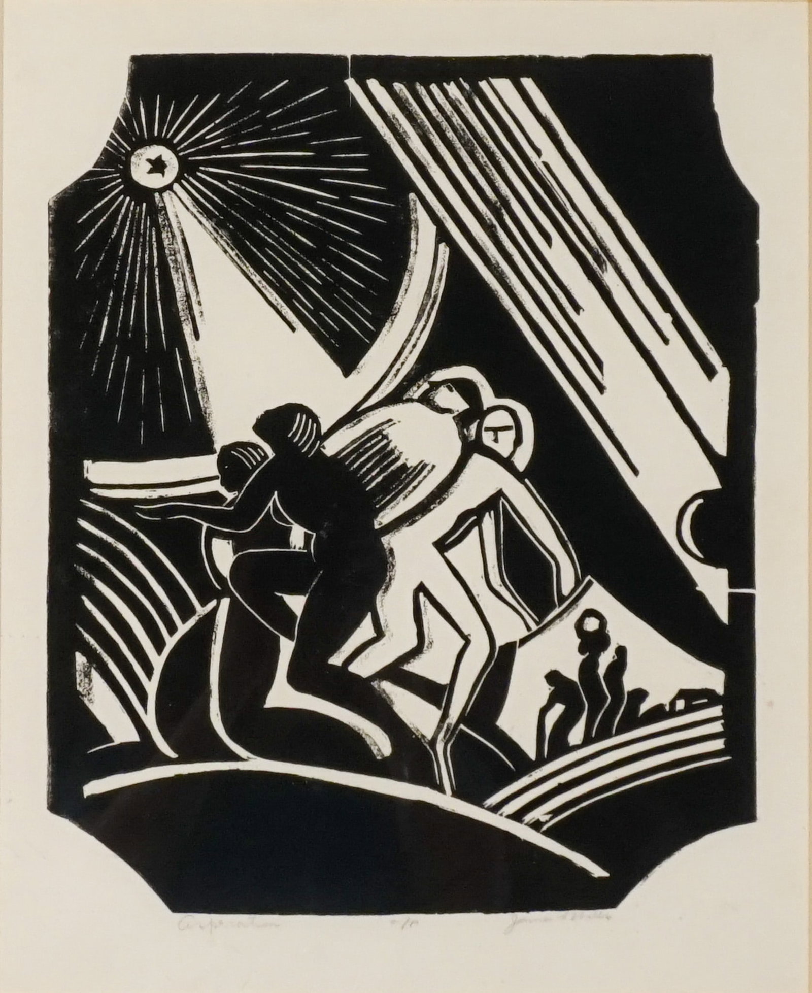 James Lesesne Wells (American 1902-1993), Aspiration, Linoleum cut on Japan paper, 1928, Sight size: (1 of 2)
