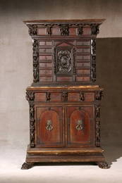 203: Italian Baroque Walnut Chest-On-Cabinet