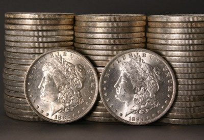 Three Rolls of U.S. Morgan Silver Dollars