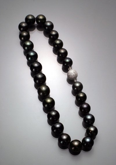 Princess Length Tahitian Black Pearl and Diamond