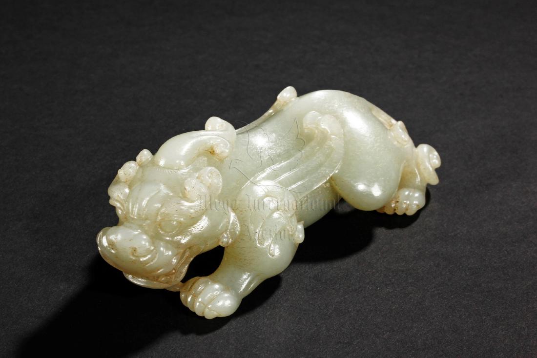 CELADON JADE MYTHICAL BEAST 'PIXIU' CARVING (1 of 6)