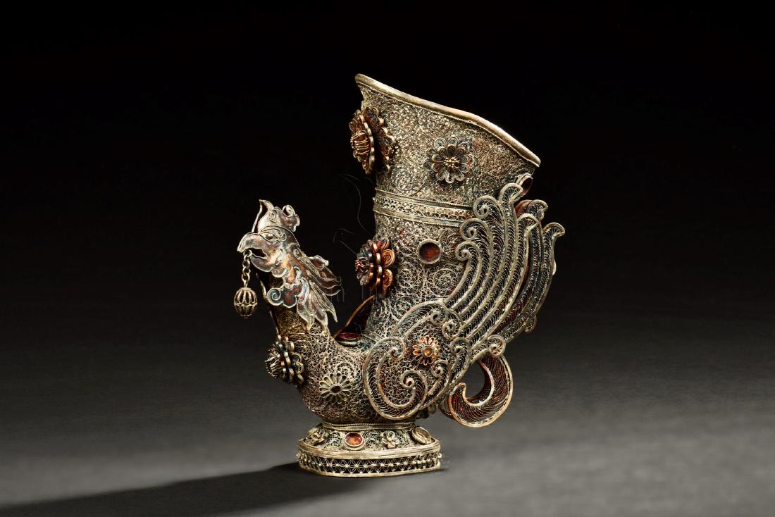 RARE AND UNUSUAL SILVER FILIGREE 'PHOENIX' RITUAL (1 of 9)