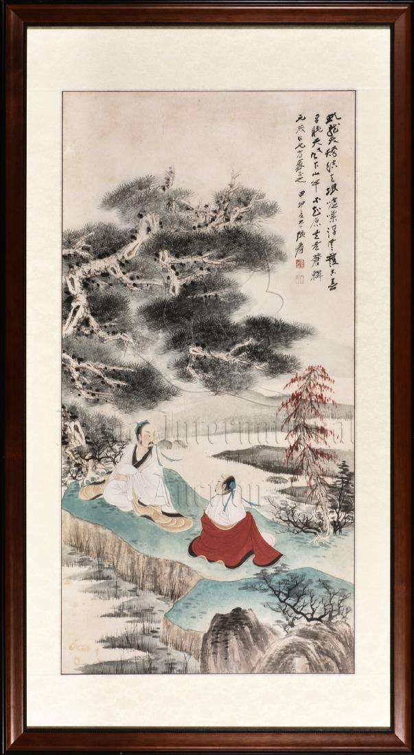 FRAMED INK AND COLOR ON PAPER PAINTING (1 of 5)