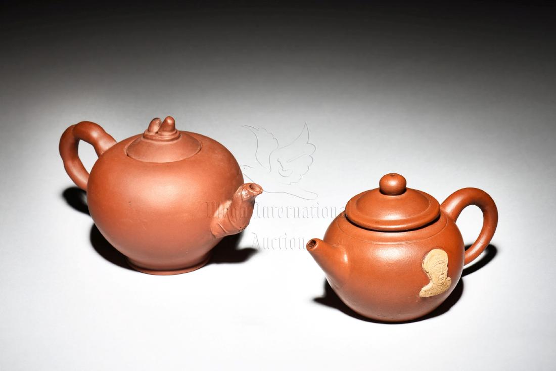TWO YIXING ZISHA TEAPOTS (1 of 10)