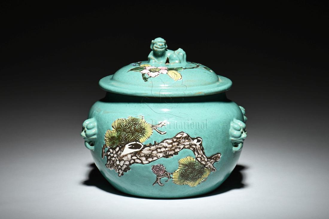 YIXING ZISHA PAINTED TEA JAR WITH COVER (1 of 7)