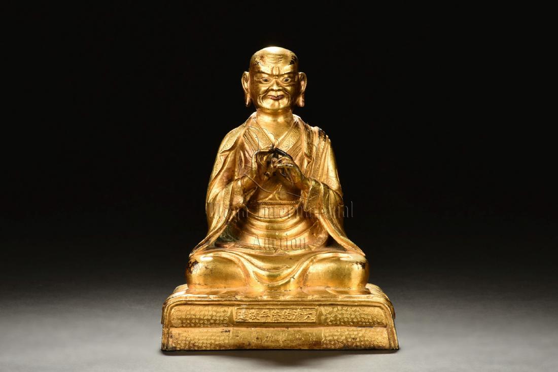 GILT BRONZE CAST SEATED BUDDHA FIGURE (1 of 8)