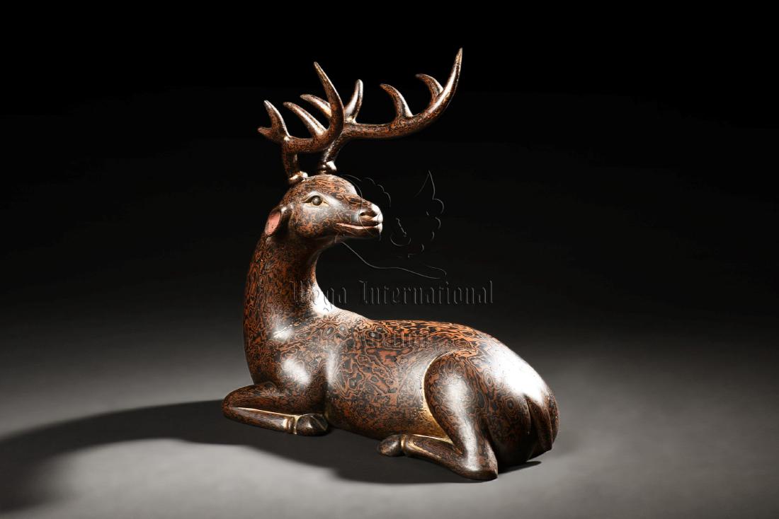 WOOD LACQUER AND PAINTED 'DEER' FIGURE (1 of 7)